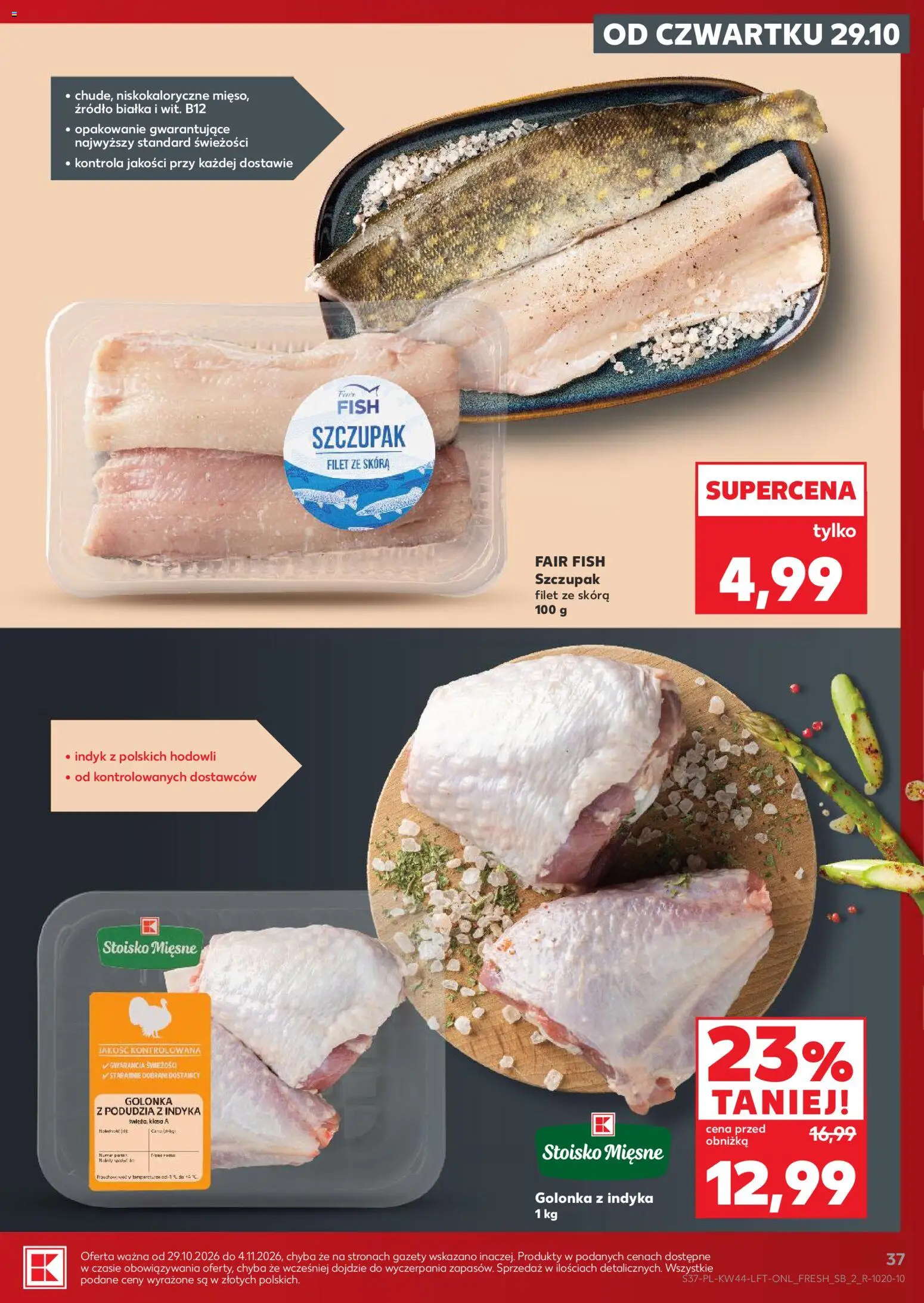 Kaufland gazetka od 29.10.2026 | Strona: 37 | Produkty: Indyk, Gazety, Filet, Ryby