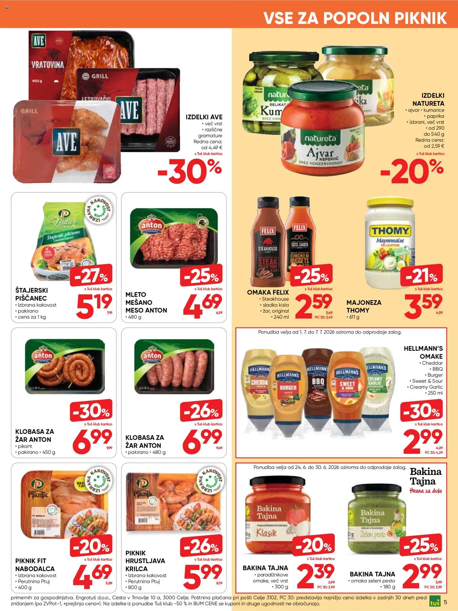 Novi Tuš katalog ponudbe – veljaven od 24.06.2026 | Stran: 5 | Izdelki: Zar, Pesto, Grill, Omaka