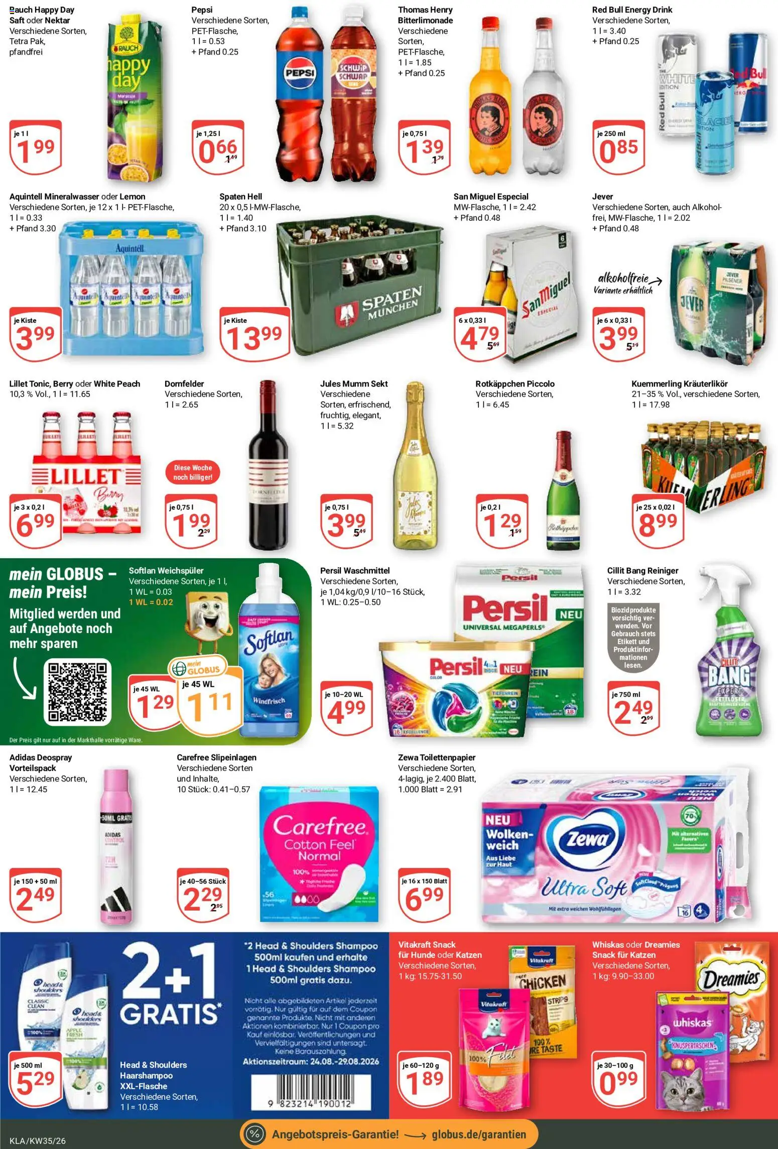 Globus Prospekt Kaiserslautern – gültig ab 24.08.2026 | Seite: 7 | Produkte: Zewa, Shampoo, Mineralwasser, Deospray