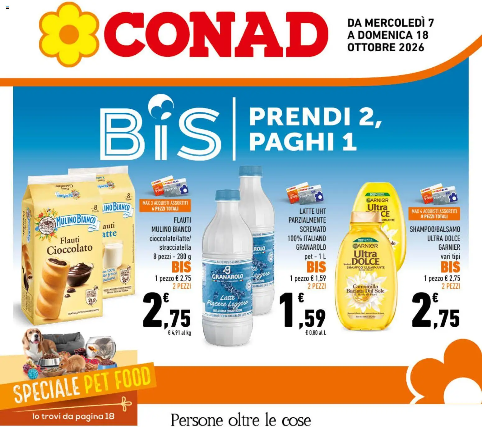 Volantino Conad del 07/10/2026 | Pagina: 1 | Prodotti: Illuminante, Latte, Miele, Stracciatella