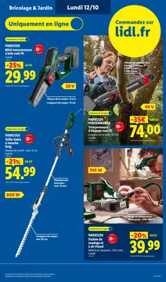 LIDL - Prévisualisation de PARKSIDE, PERFORMANCE, Tronçonneuse, d'élagage sans fil, Longueur de la lame : 35 cm., L'unité. valide à partir de 08/10/2026 | Page: 9 | Produits: Bricolage, Parkside, Tronçonneuse