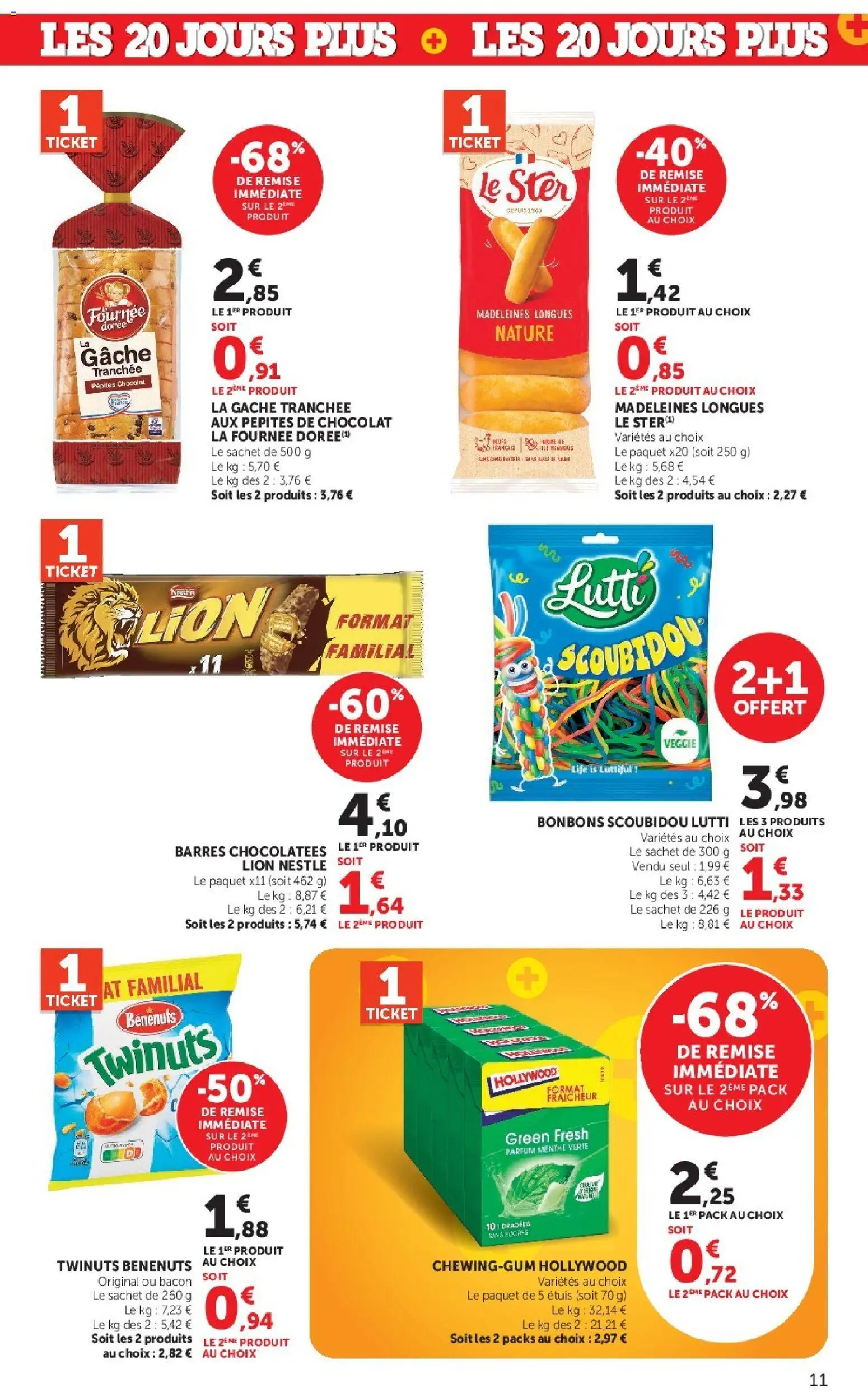 {H1} | Page: 11 | Produits: Pépites de chocolat, Madeleines, Parfum, Bacon