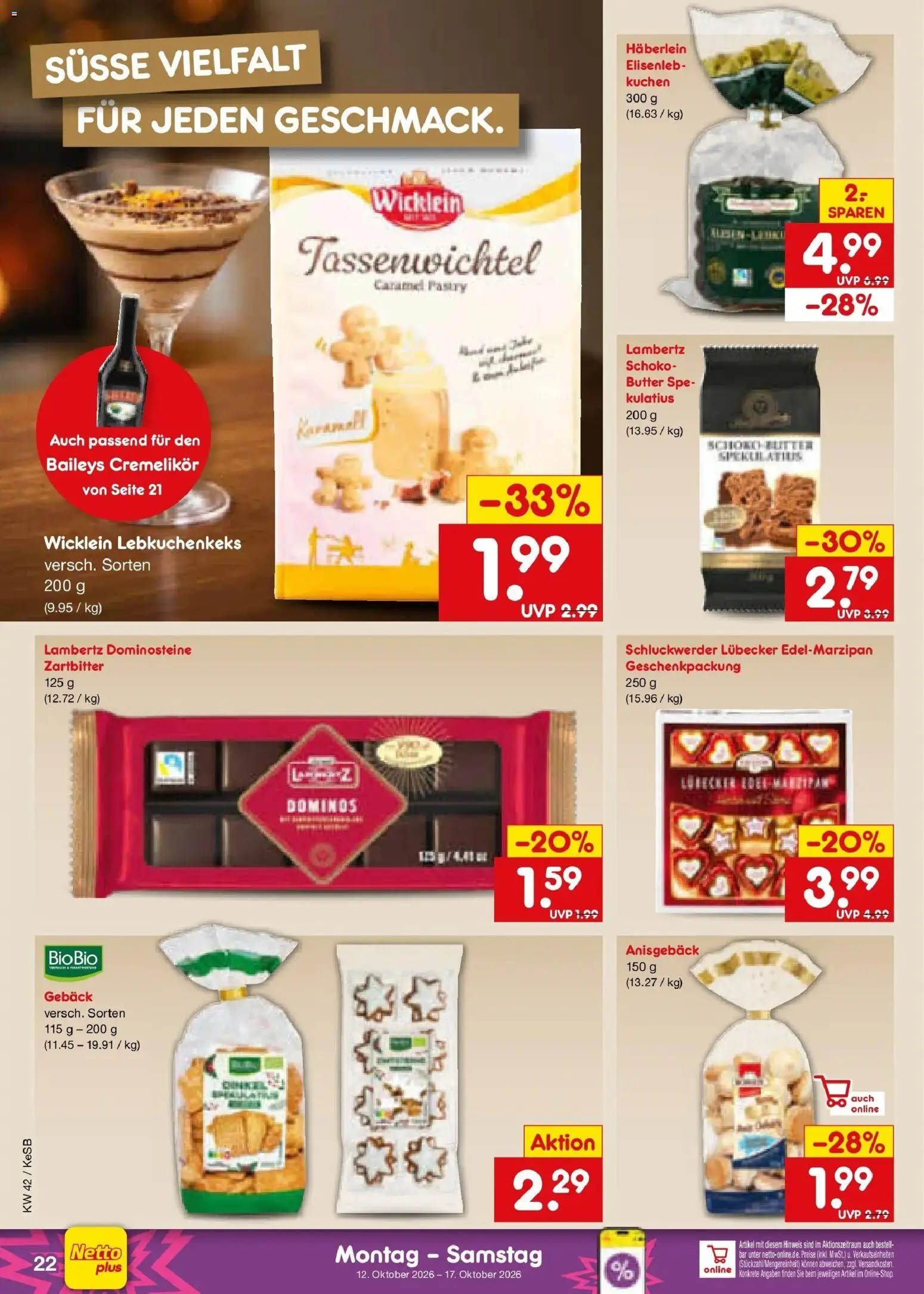 Netto Marken-Discount Prospekt Kruft (ab 12.10.2026) » Angebote | Seite: 28 | Produkte: Butter, Baileys, Kuchen