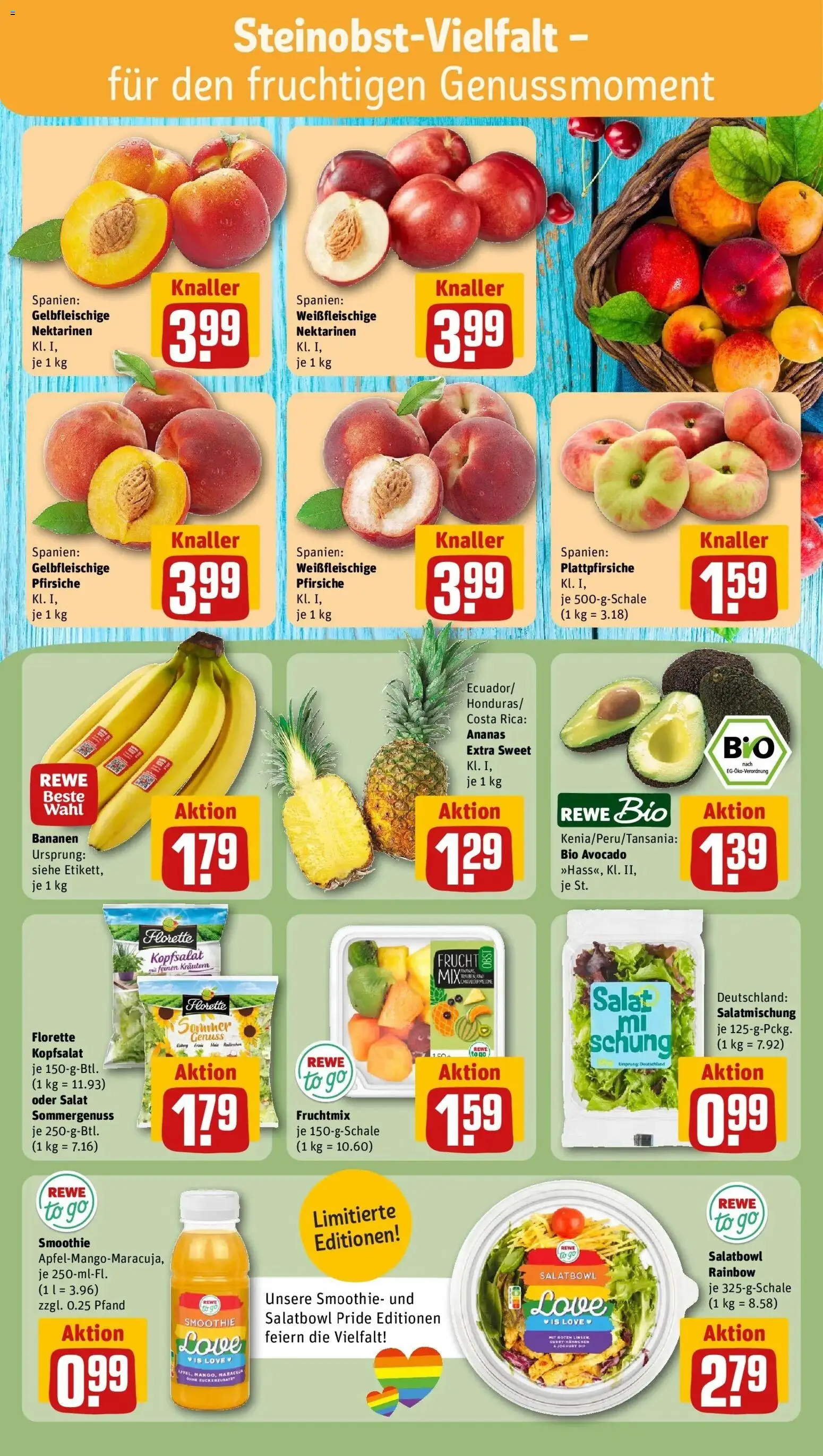 Rewe Prospekt Weissenhorn – gültig ab 08.06.2026 | Seite: 6 | Produkte: Nektarinen, Bananen, Ananas, Melone
