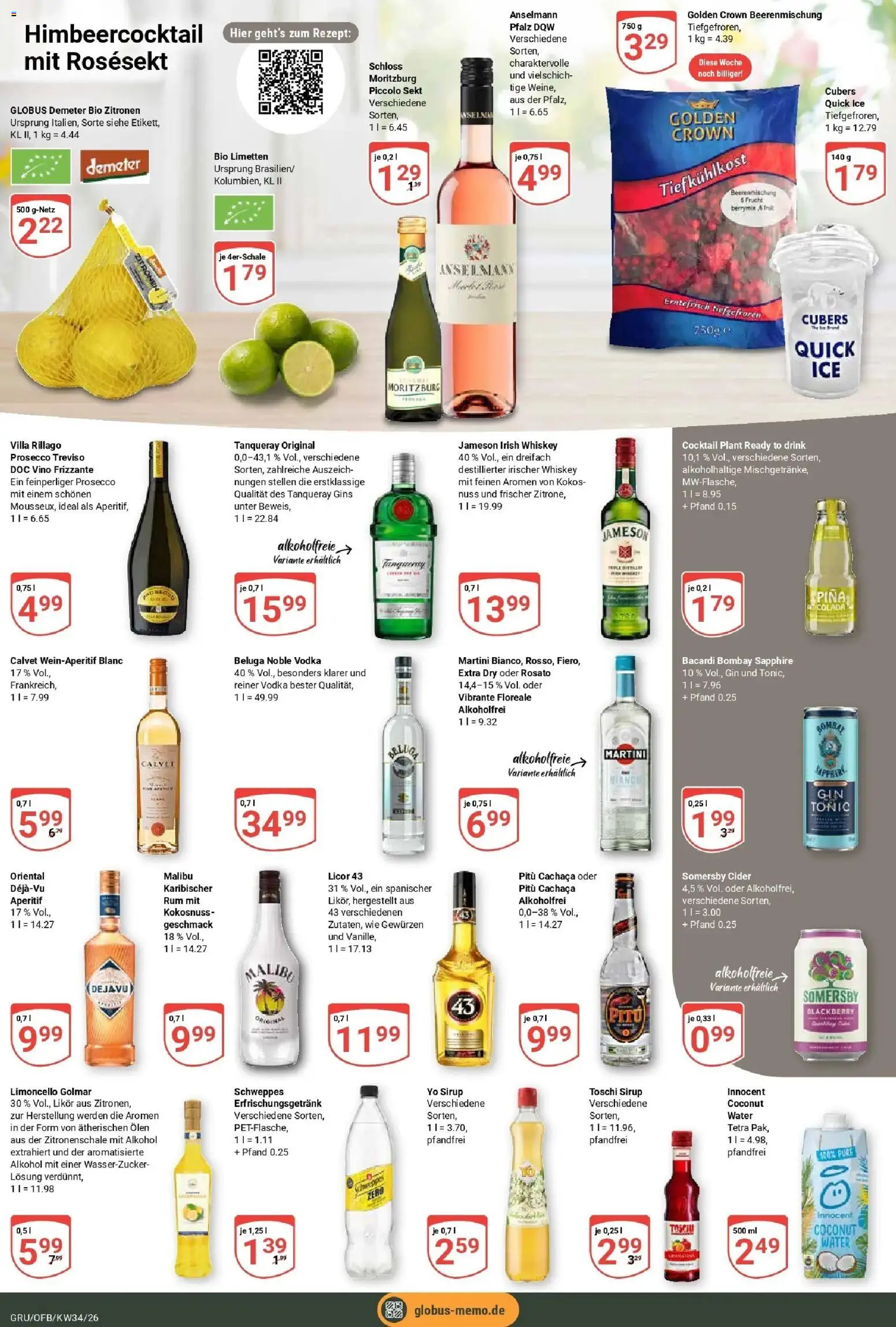 Globus Prospekt Grünstadt (ab 17.08.2026) » Angebote online | Seite: 19 | Produkte: Martini, Likör, Alkohol, Zitronen