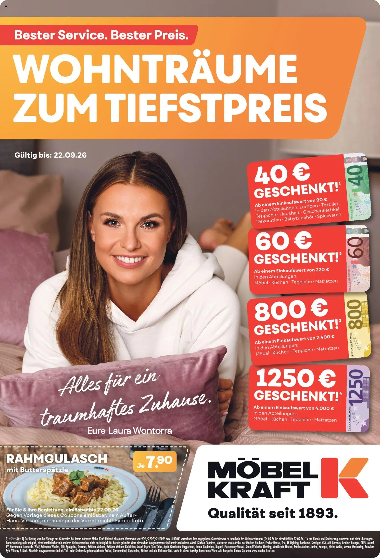 Möbel Kraft Prospekt – gültig ab 04.09.2026 | Seite: 1 | Produkte: Kuchen