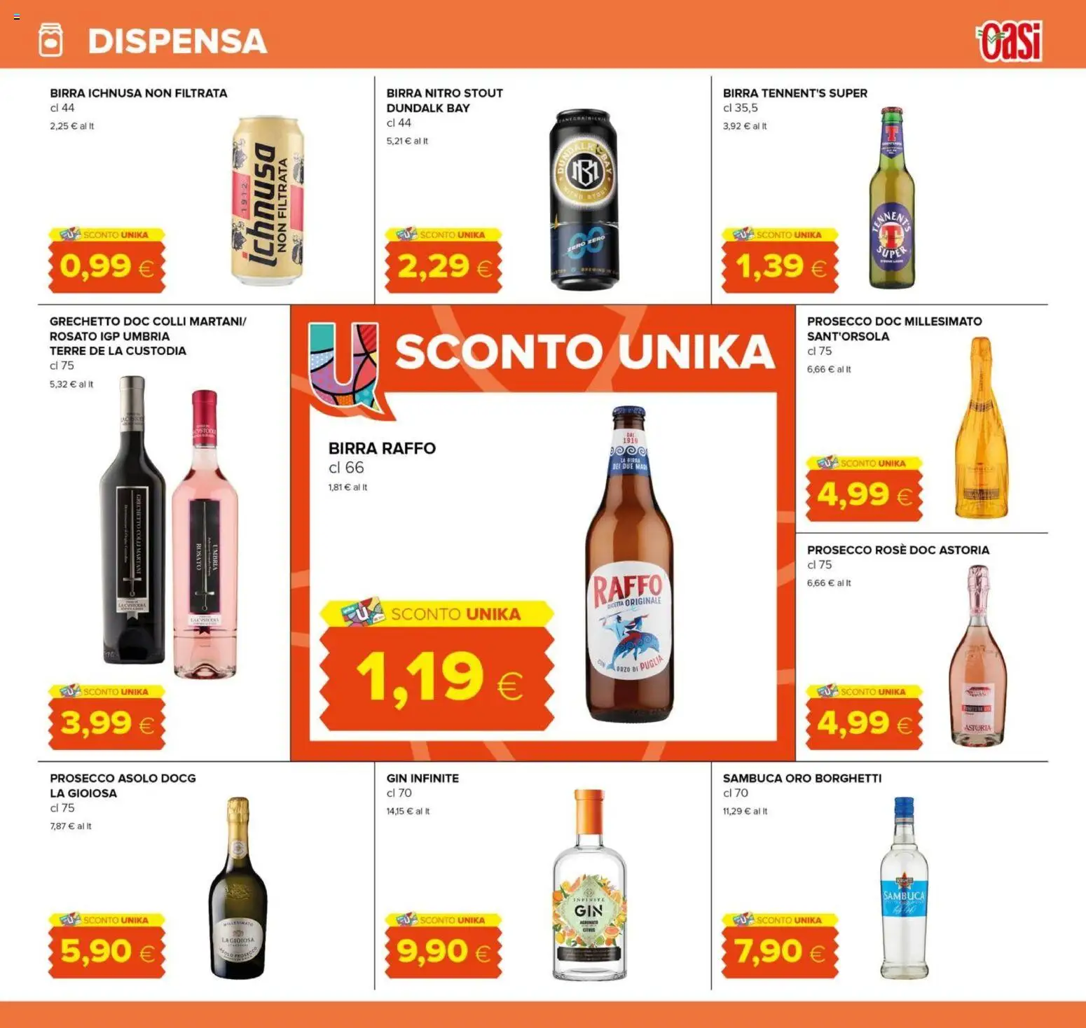 Volantino Oasi del 03/09/2026 | Pagina: 21 | Prodotti: Birra Raffo, Tennent's, Birra, Gin