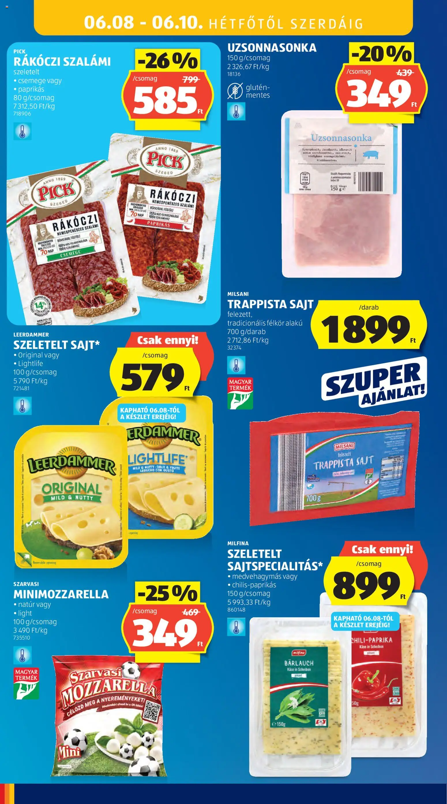 Aldi akciós ujság - amely érvényes a következő dátumtól: 04.06.2026 | Oldal: 34 | Termékek: Rákóczi szalámi, Sajt, Szalámi, Trappista sajt