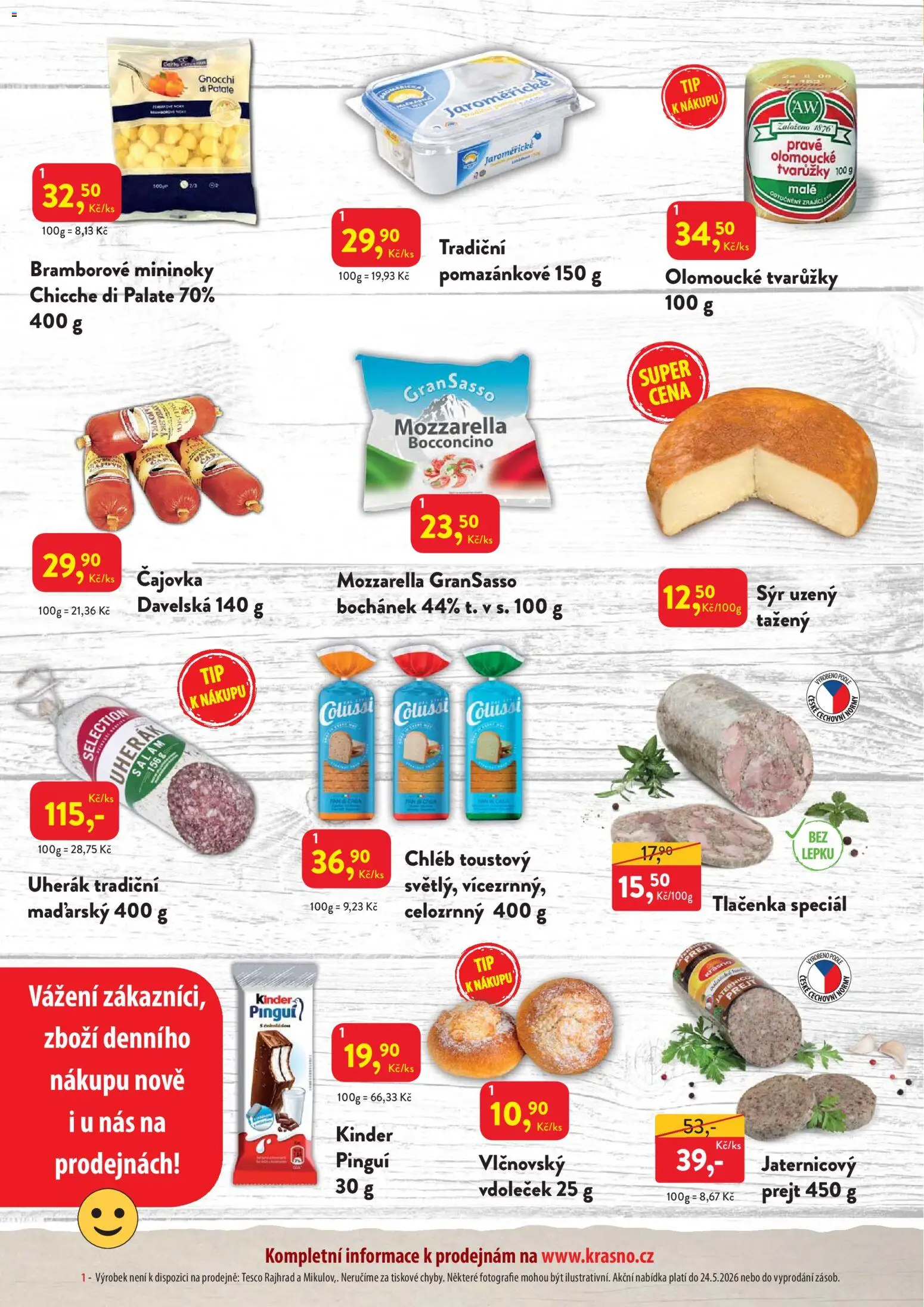 MP Krásno leták od 11.05.2026 | Strana: 2 | Produkty: Chléb, Salám, Tlačenka, Gnocchi