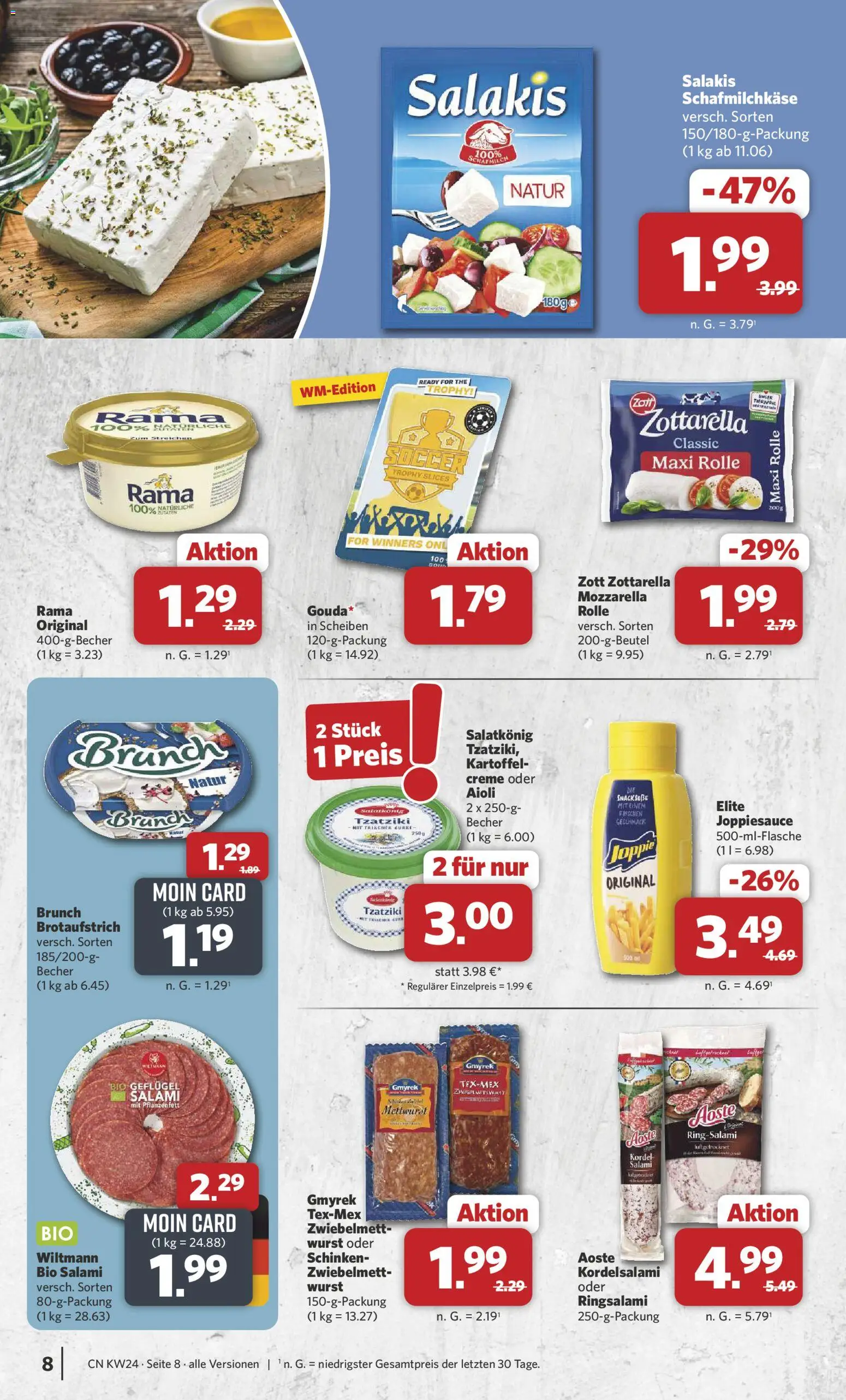 Combi Prospekt – gültig ab 08.06.2026 | Seite: 8 | Produkte: Mozzarella, Gouda, Wurst, Salami