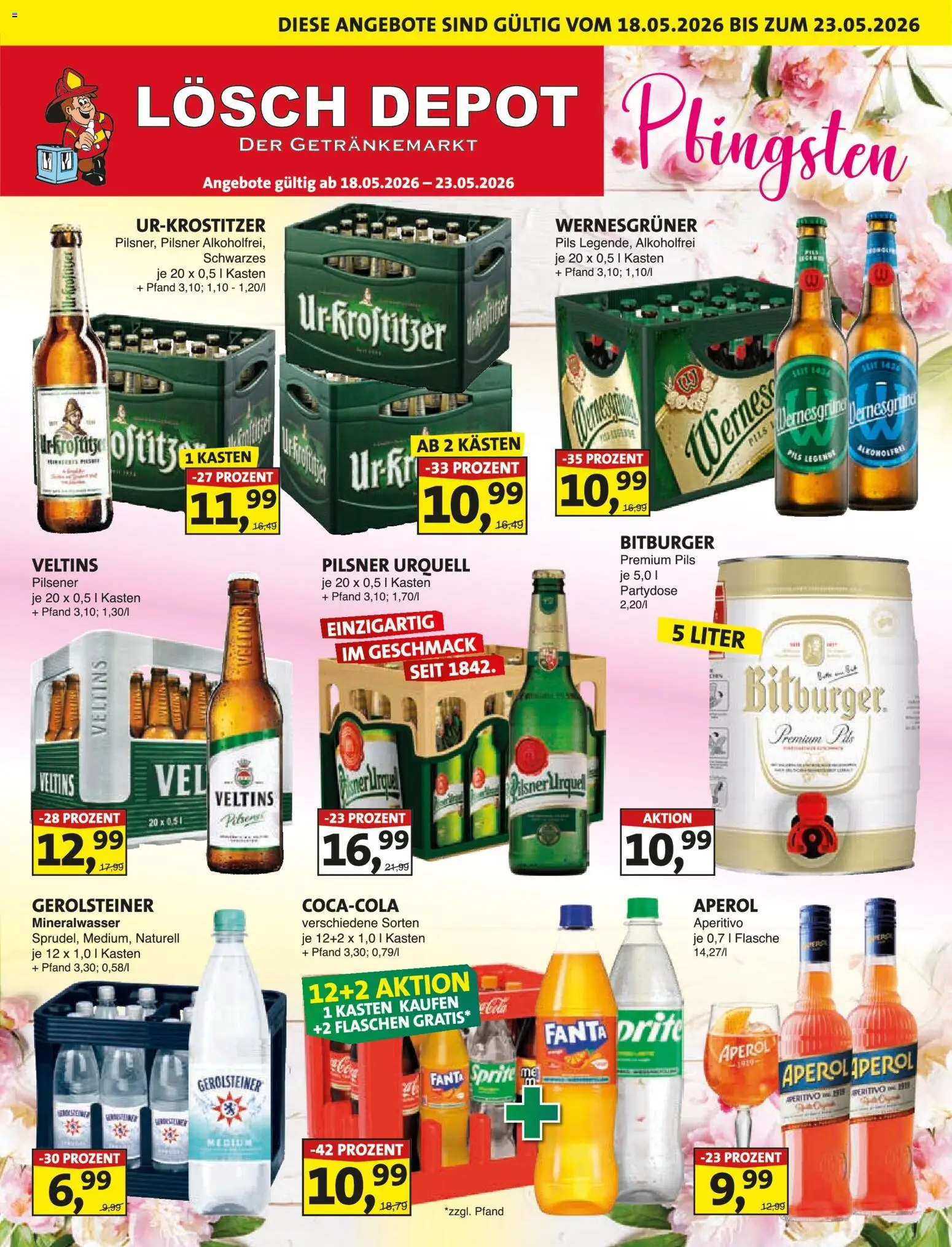 Lösch Depot Prospekt 	 – gültig ab 18.05.2026 | Seite: 1 | Produkte: Fanta, Pilsner urquell, Veltins, Gerolsteiner