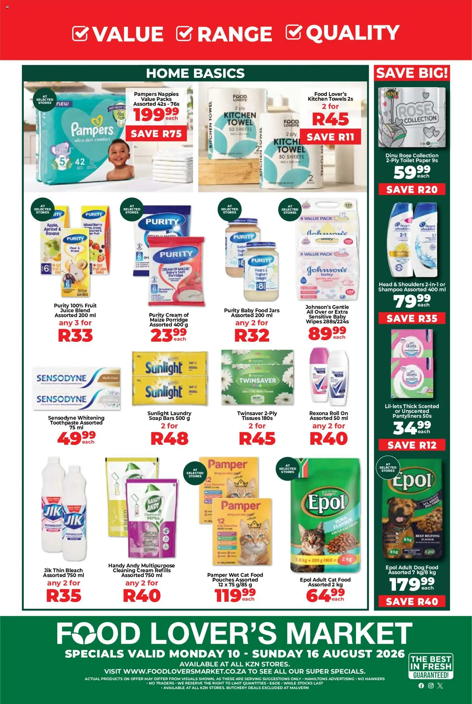 New Food Lover's Market catalogue – valid from 10/08/2026 | Page: 8 | Products: Shampoo, Fruit, Paper, Tissues