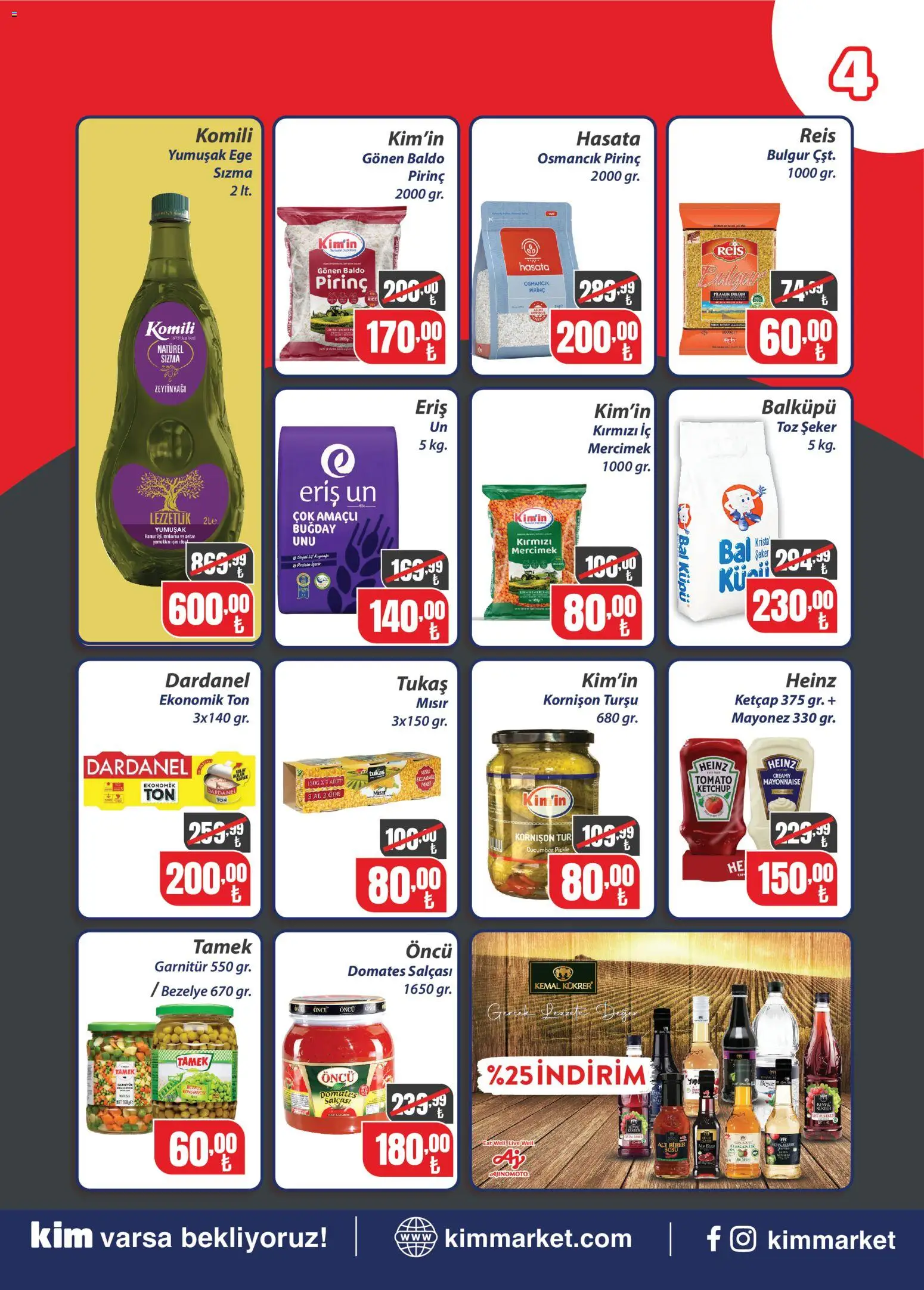 Kim Market Katalog - Marmara Insert - 09 Eylül 2026 tarihinden itibaren geçerlidir | Sayfa: 4 | Ürünler: Domates, Pirinç, Bezelye, Mısır