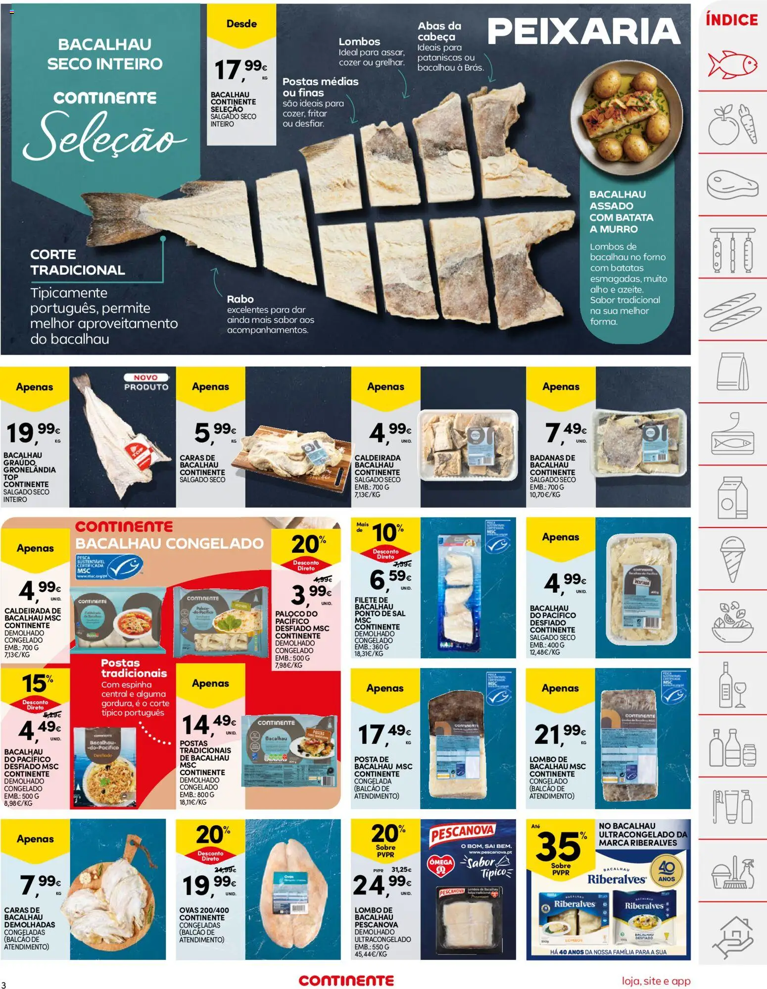 Continente folheto │ válido de 19.05.2026 | Página: 3 | Produtos: Bacalhau, Top, Sal, Lombo
