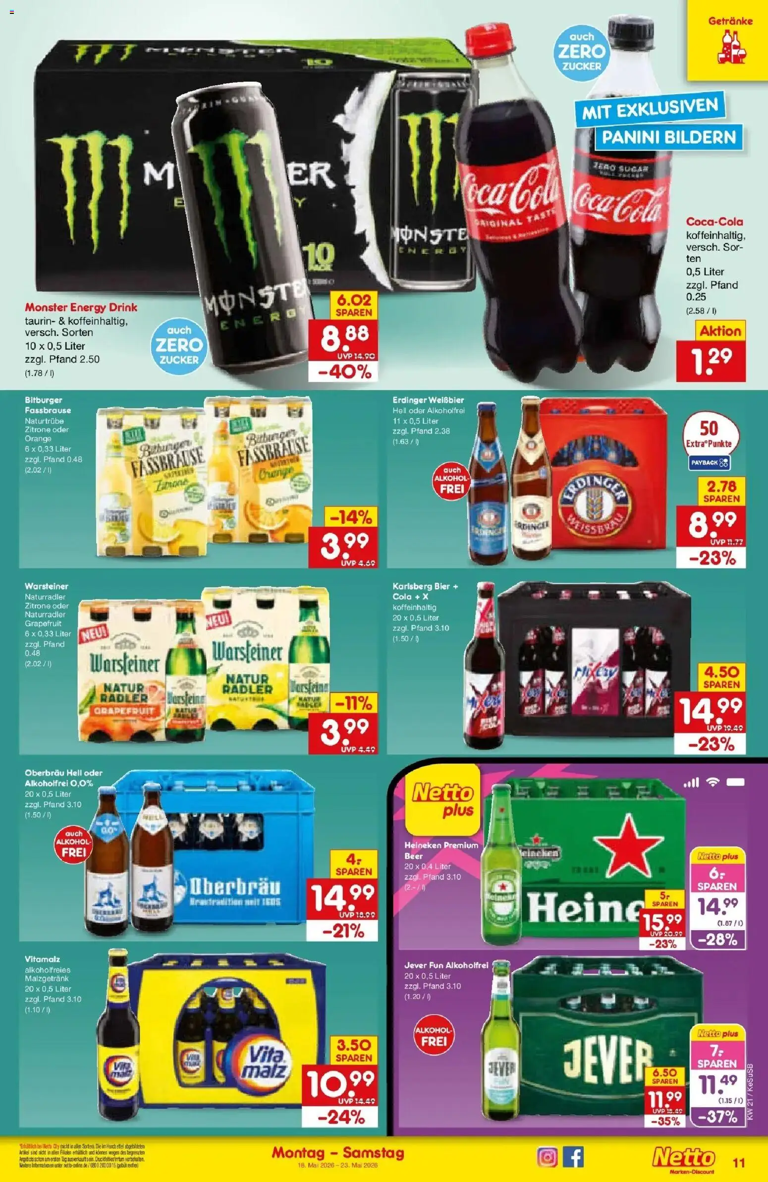 Netto Marken-Discount Prospekt Kruft	 – gültig ab 17.05.2026 | Seite: 11 | Produkte: Erdinger, Bier, Monster, Zitrone