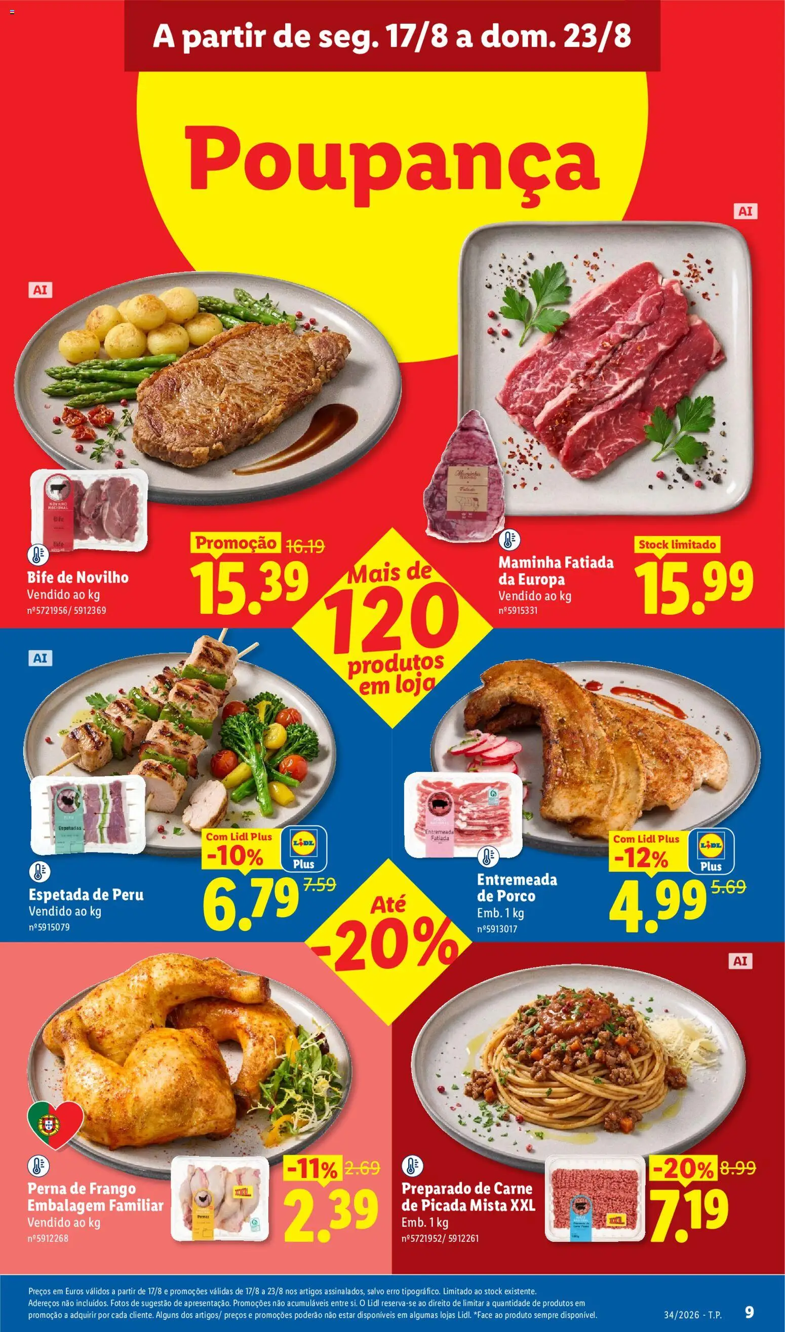 Lidl folheto │ válido de 17/08/2026 | Página: 9 | Produtos: Entremeada de porco, Peru, Entremeada, Carne