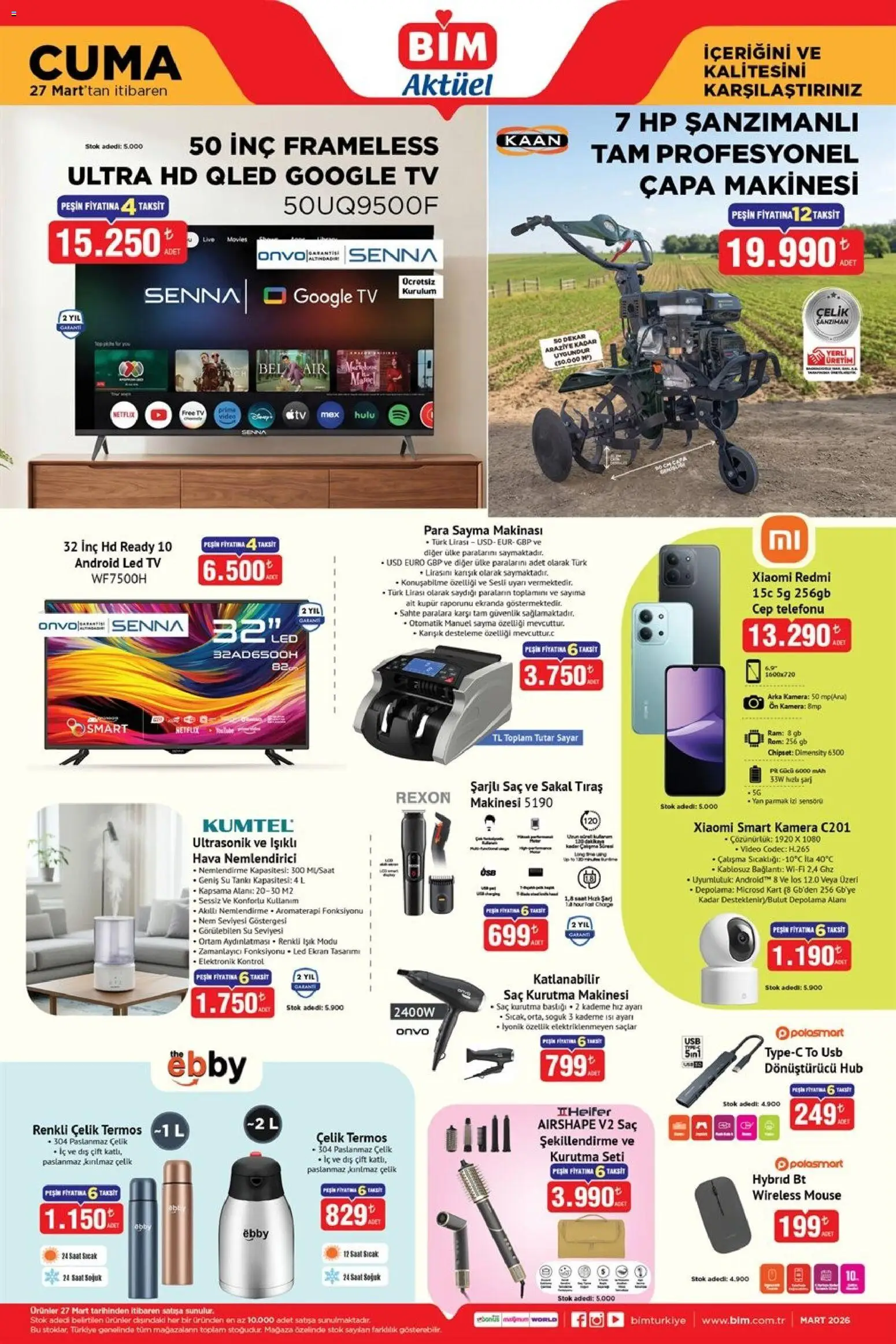 BİM - Katalog Cuma - 27.03.2026 tarihinden itibaren geçerlidir | Sayfa: 3 | Ürünler: Kurutma makinesi, Termos, Kamera, USB
