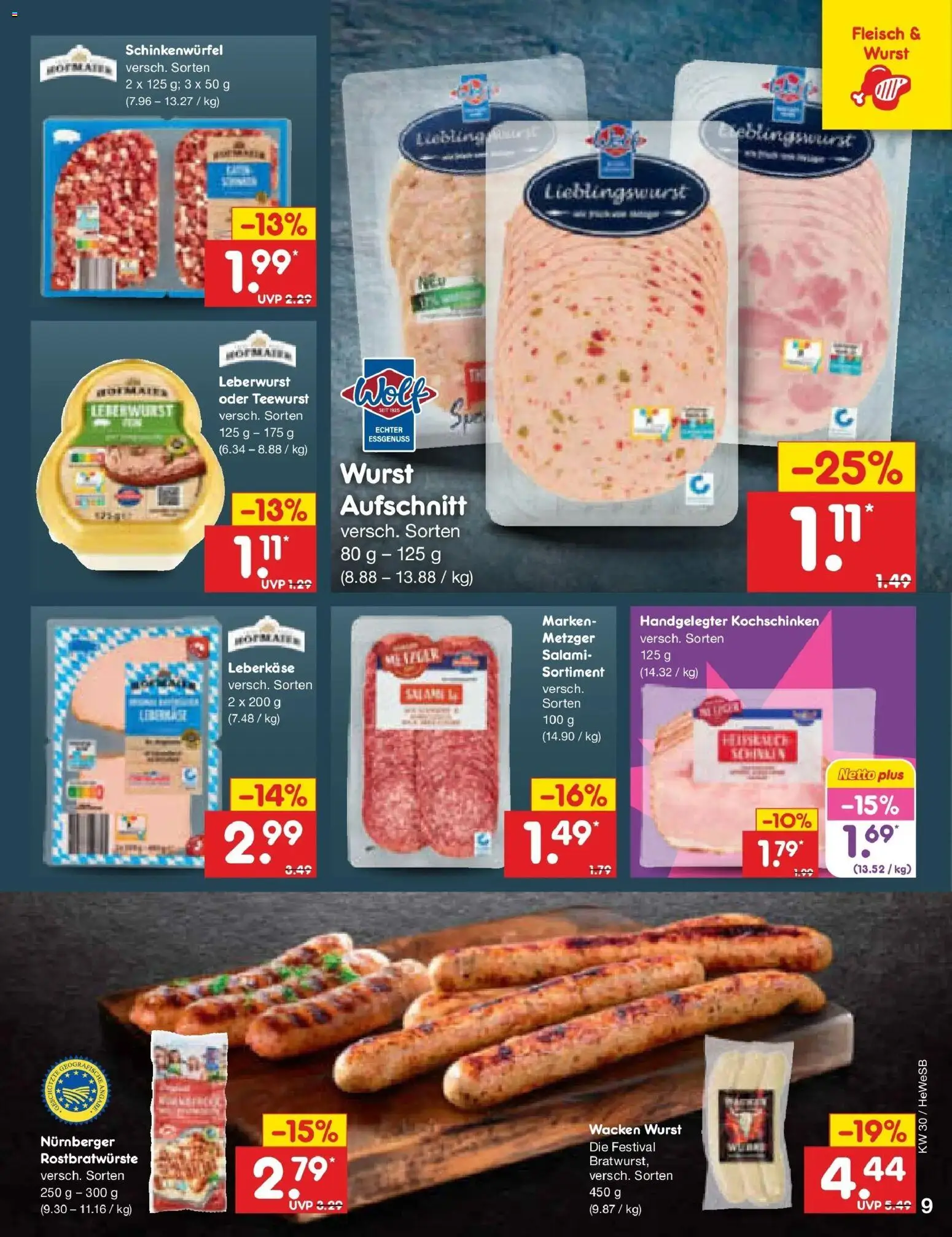 Netto Marken-Discount Prospekt Hamburg – gültig ab 20.07.2026 | Seite: 13 | Produkte: Wurst, Salami, Fleisch, Leberkase