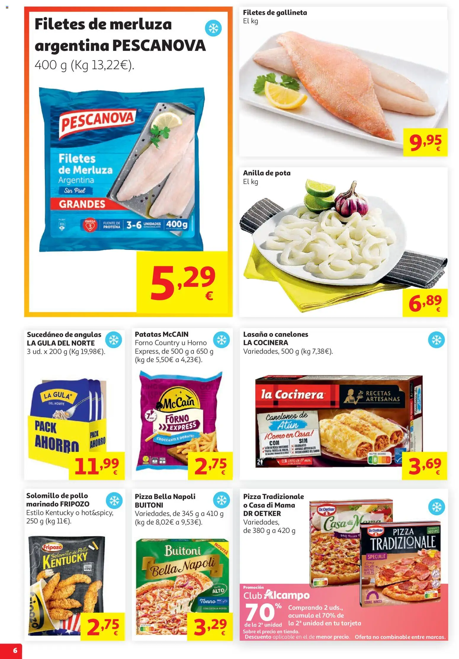 Alcampo Superstore Cat │ válido desde el 19.05.2026 | Página: 6 | Productos: Pizza, Filetes de merluza, Horno, Canelones
