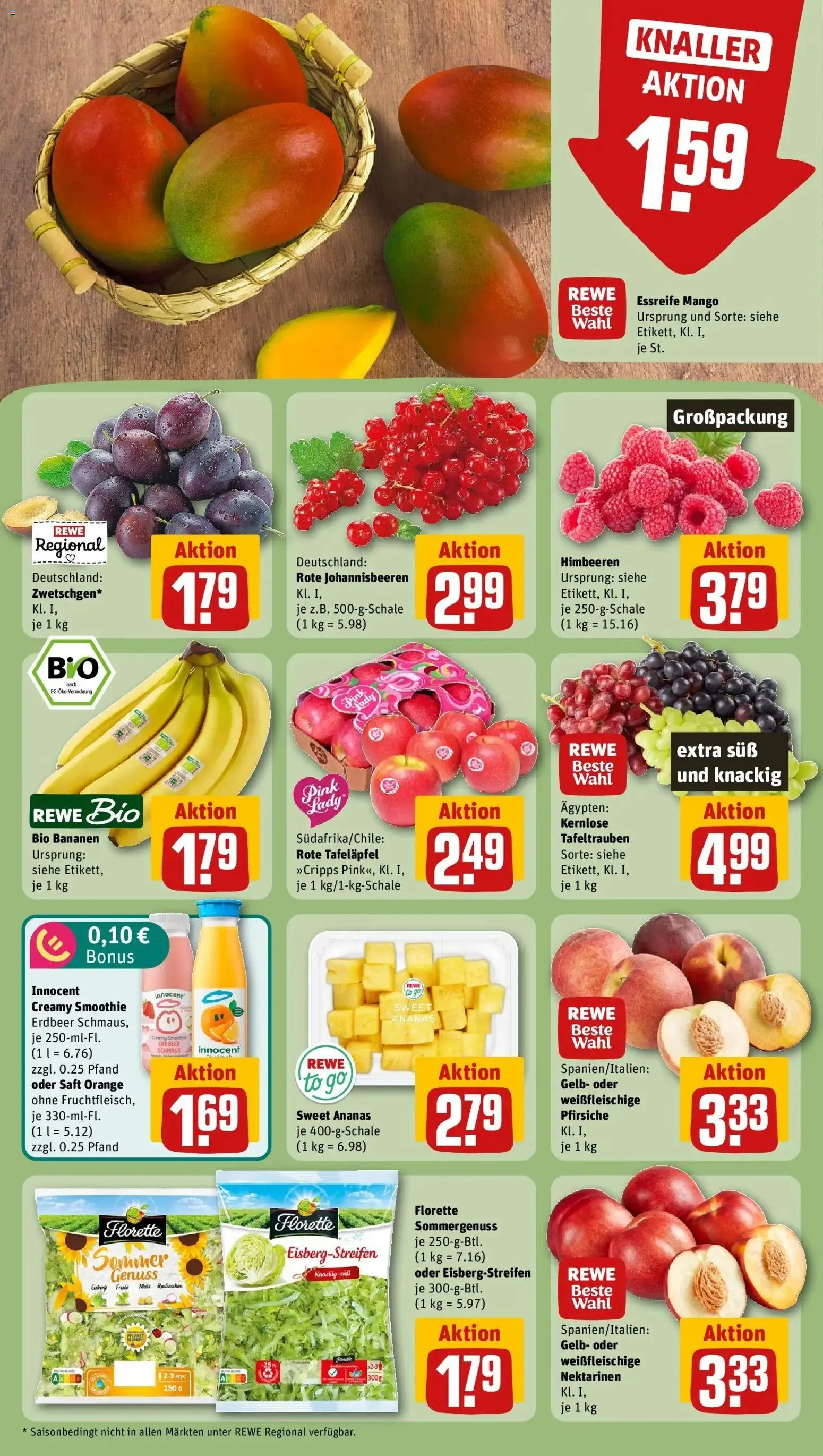 REWE Prospekt ab 03.08.2026 zum Blättern » Angebote | Seite: 6 | Produkte: Himbeeren, Mais, Nektarinen, Saft
