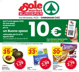 Anteprima del volantino Eurospar volantino Sole market valido a partire dal 20/08/2026