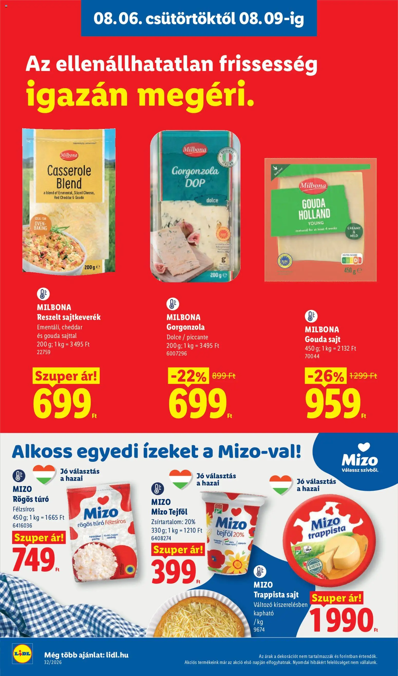 Lidl akciós ujság - amely érvényes a következő dátumtól: 2026.08.06. | Oldal: 10 | Termékek: Gouda sajt, Sajt, Cheddar, Túró
