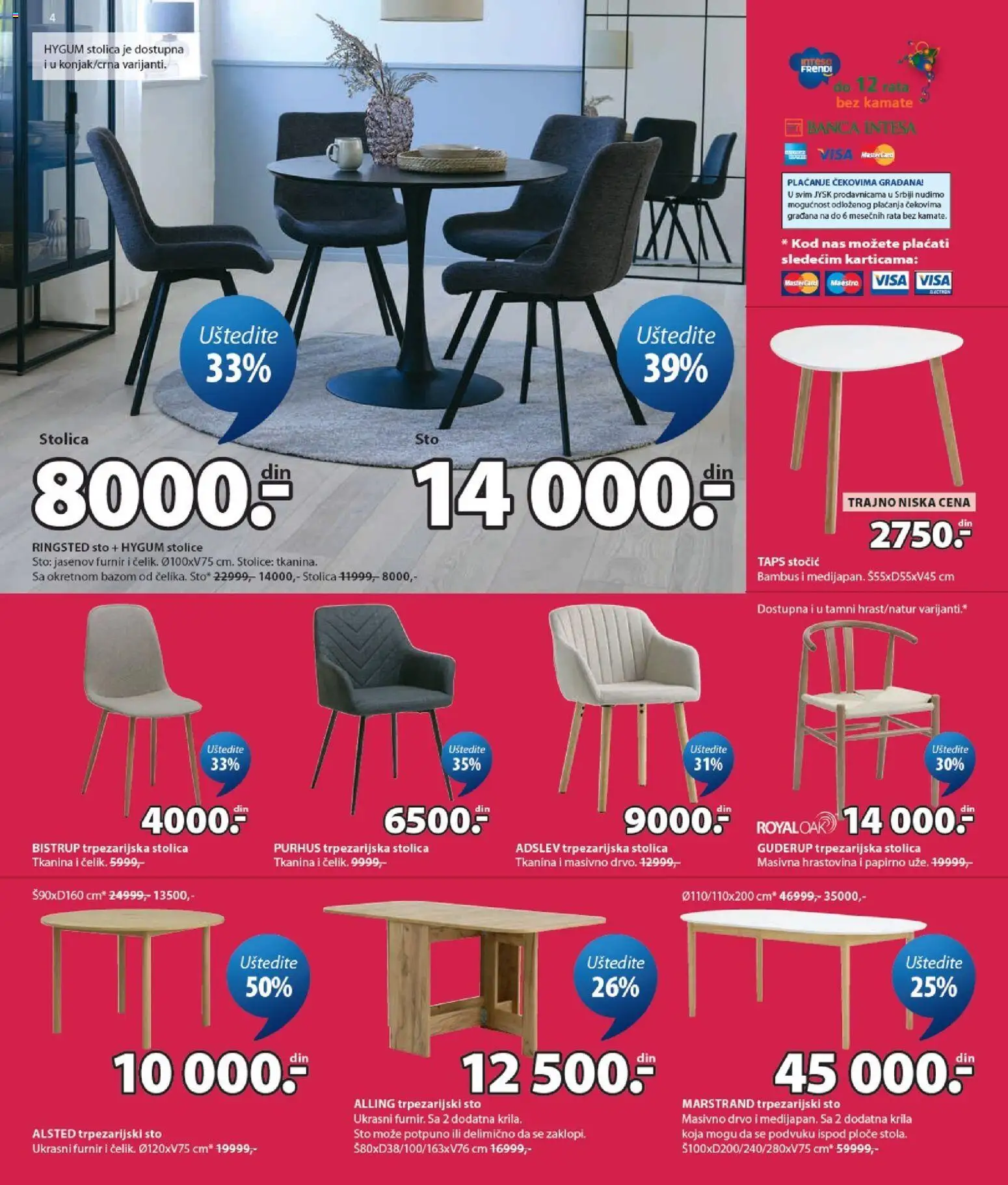 Jysk katalog - važi od 29.07.2026 | Strana: 4 | Proizvode: Sto, Stolica, Trpezarijski sto