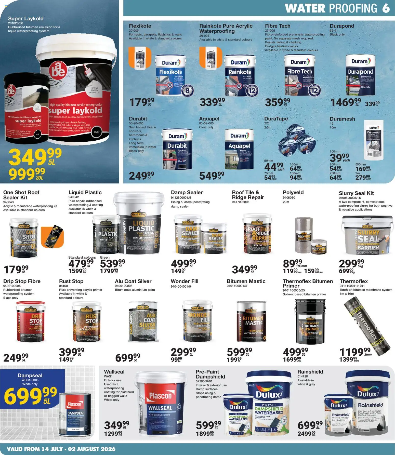 New MICA catalogue – valid from 14/07/2026 | Page: 6 | Products: Paint, Fish, Water, Peach