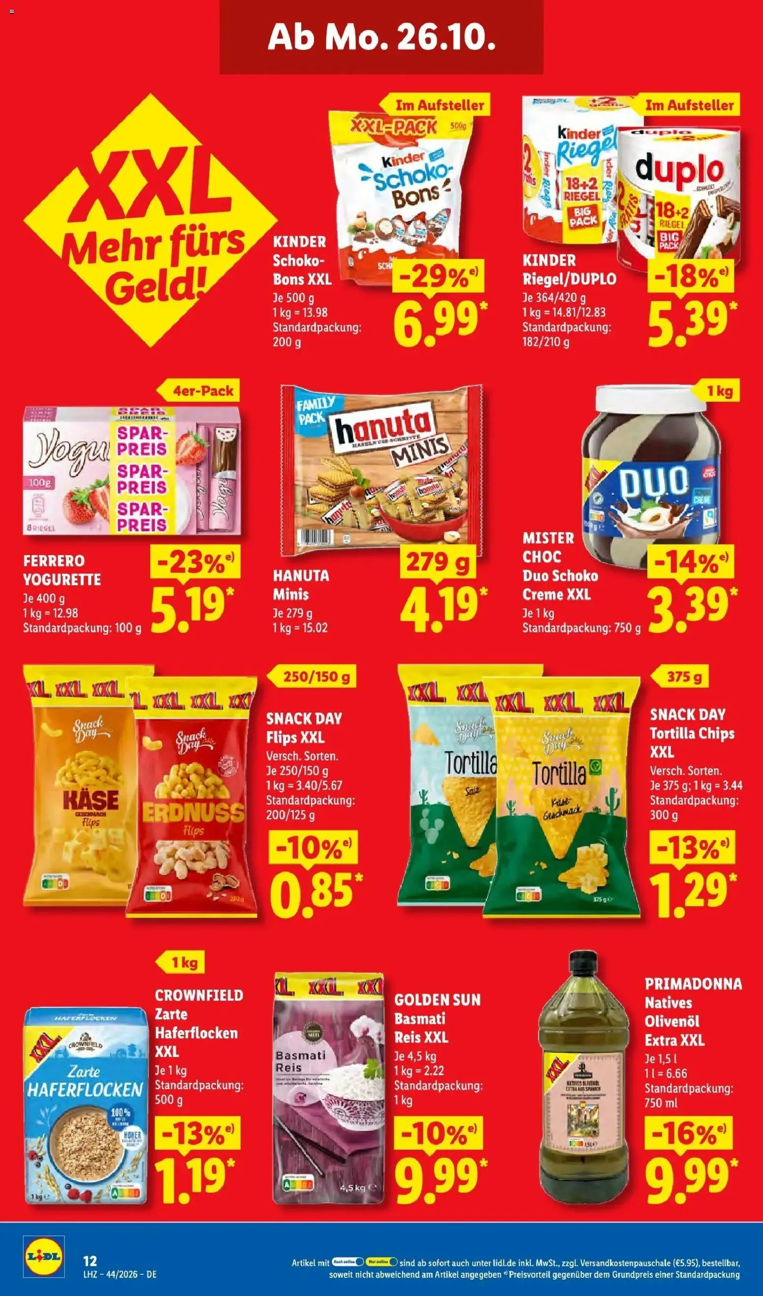 Lidl Prospekt Senftenberg (ab 26.10.2026) zum Blättern » Angebote | Seite: 24 | Produkte: Yogurette, Käse, Salz, Reis