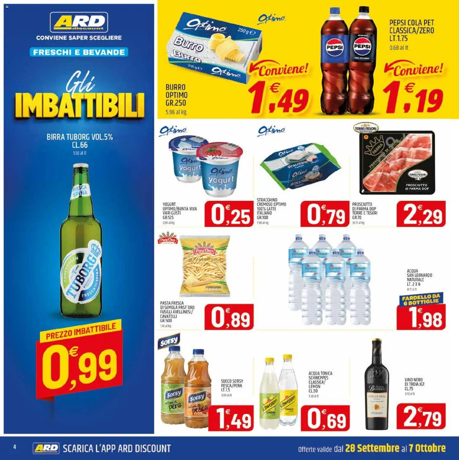 Volantino ARD Discount del 28/09/2026 | Pagina: 20 | Prodotti: Prosciutto di Parma, Pesca, Stracchino, Yogurt cremoso