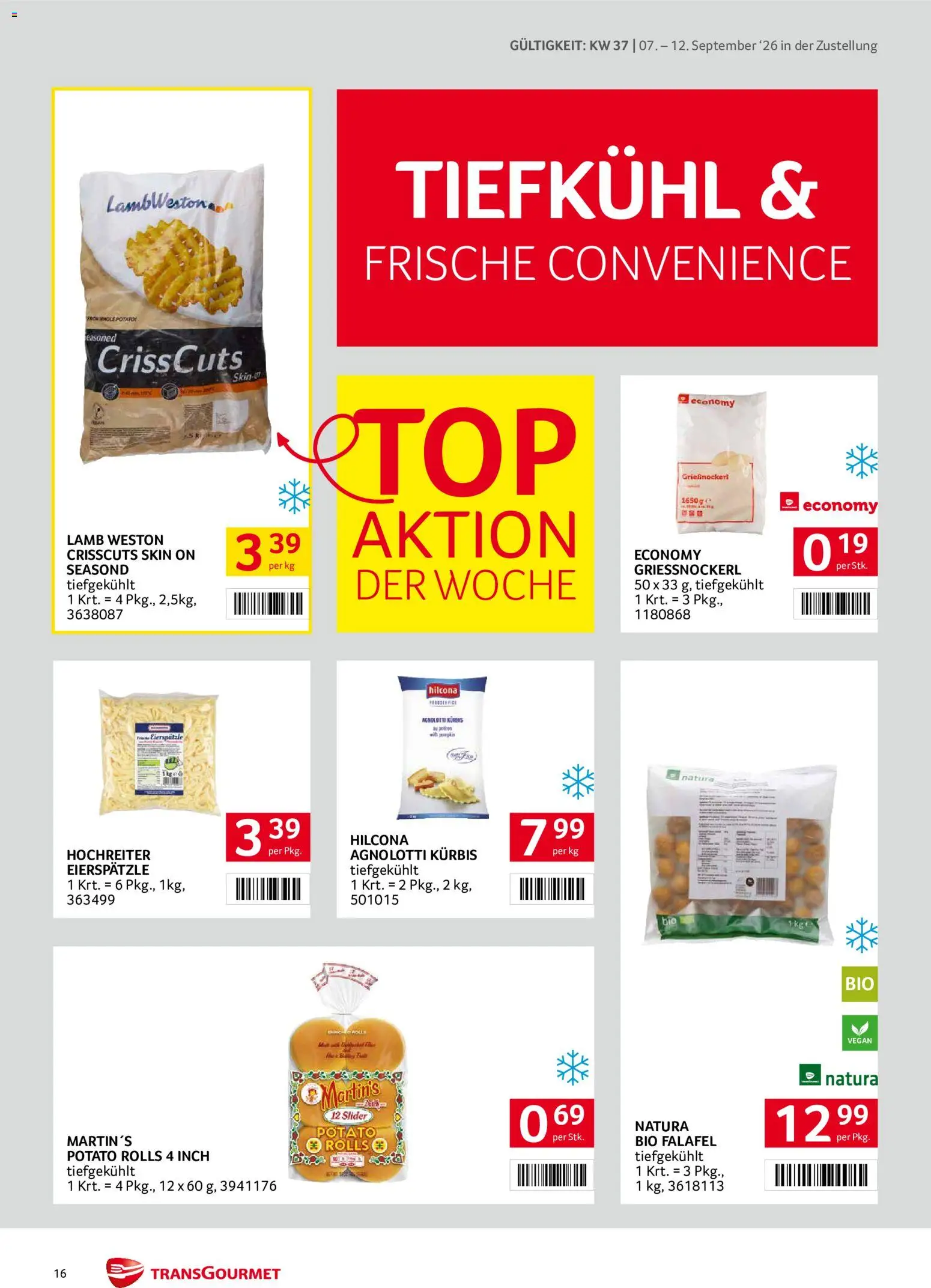 Transgourmet Zustellaktion - Broschüre gültig ab 07.09.2026 | Seite: 16 | Produkte: Kürbis
