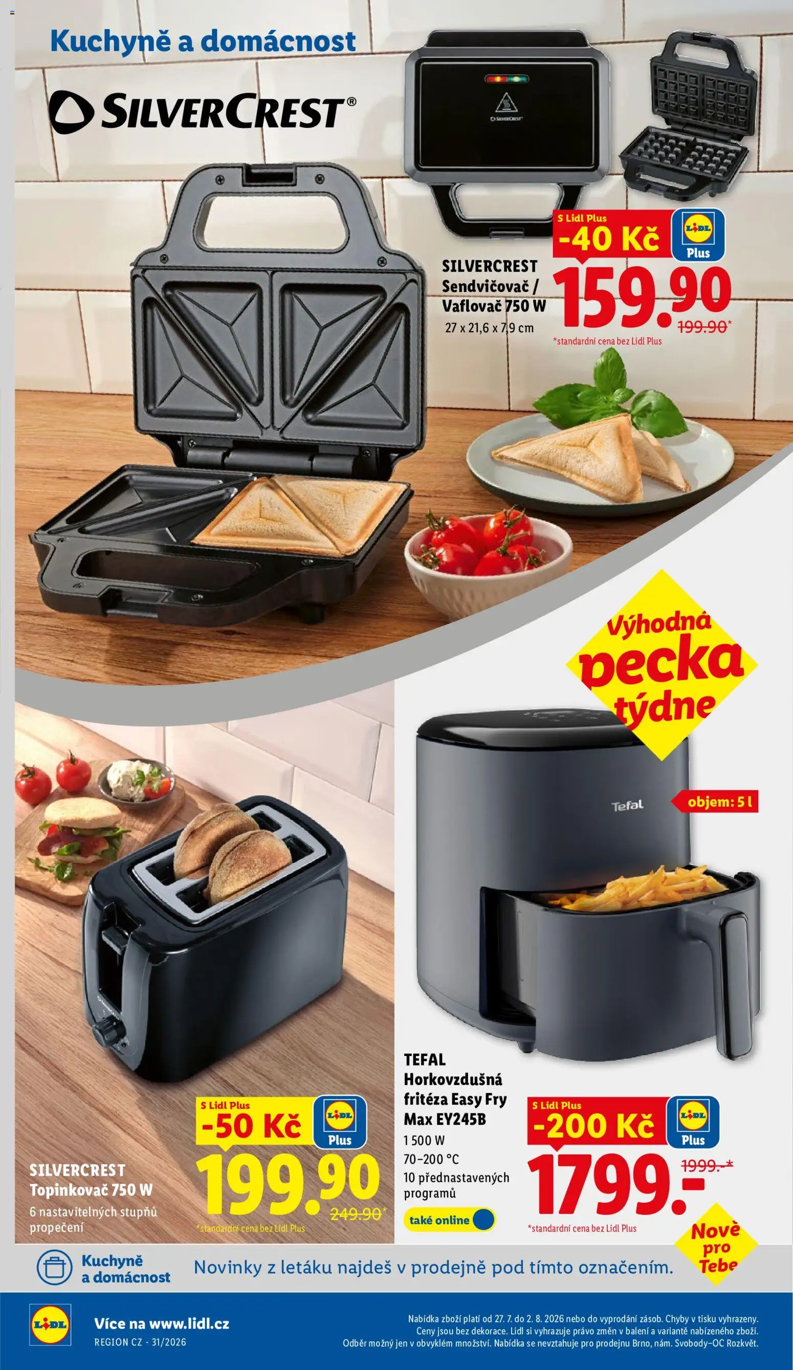 Lidl leták - Spotřební zboží od 27.07.2026 | Strana: 2 | Produkty: Vaflovač, Sendvičovač, Topinkovač, Fritéza