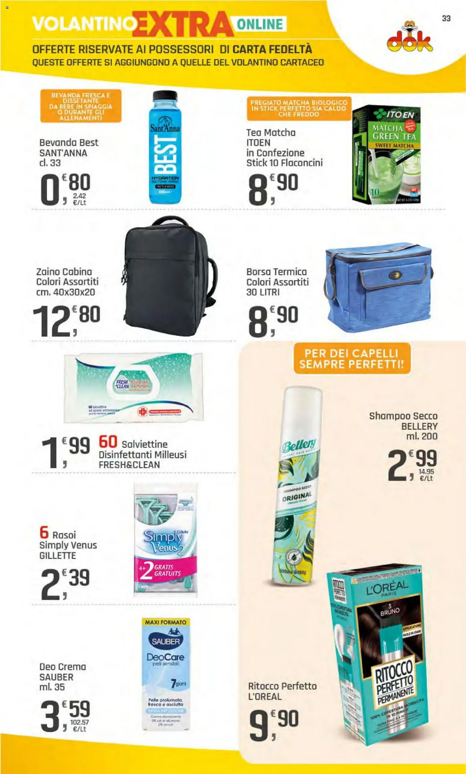 Volantino DOK del 23/07/2026 | Pagina: 33 | Prodotti: Crema, Deodorante, Borsa termica, Borsa