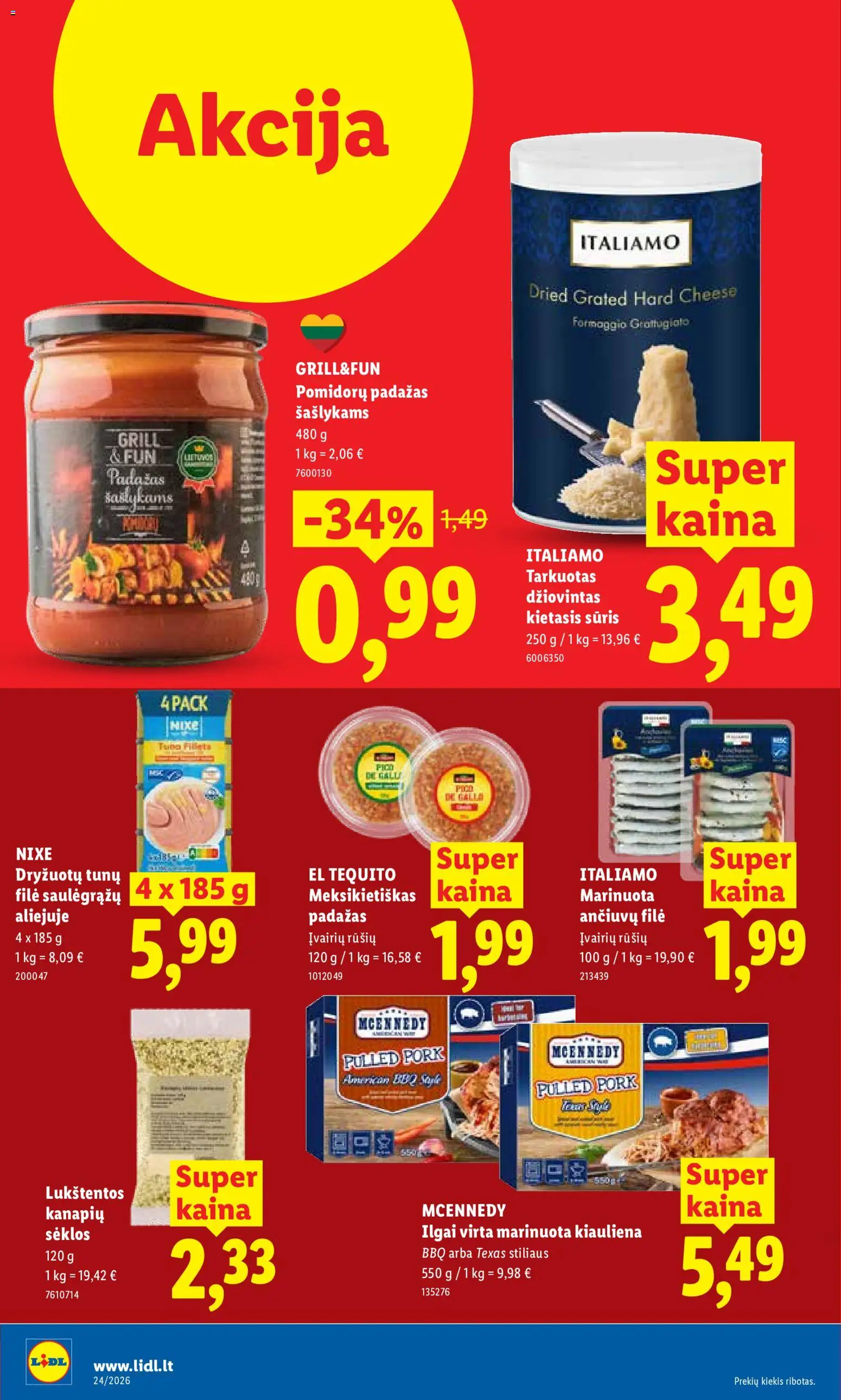 LIDL akcijos nuo 08.06.2026 | Puslapis: 20 | Prekių: Sėklos, Sūris, Kiauliena, Padažas