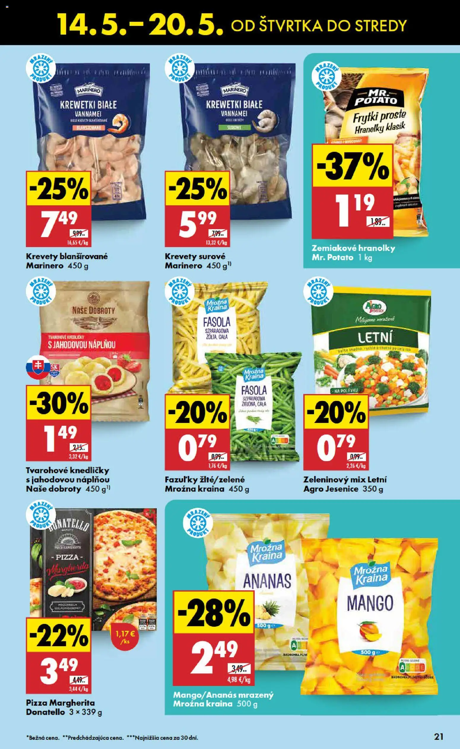 Nové Biedronka akcie – leták je platný od 14.05.2026 | Strana: 21 | Produkty: Krevety, Pizza, Ananás, Mango