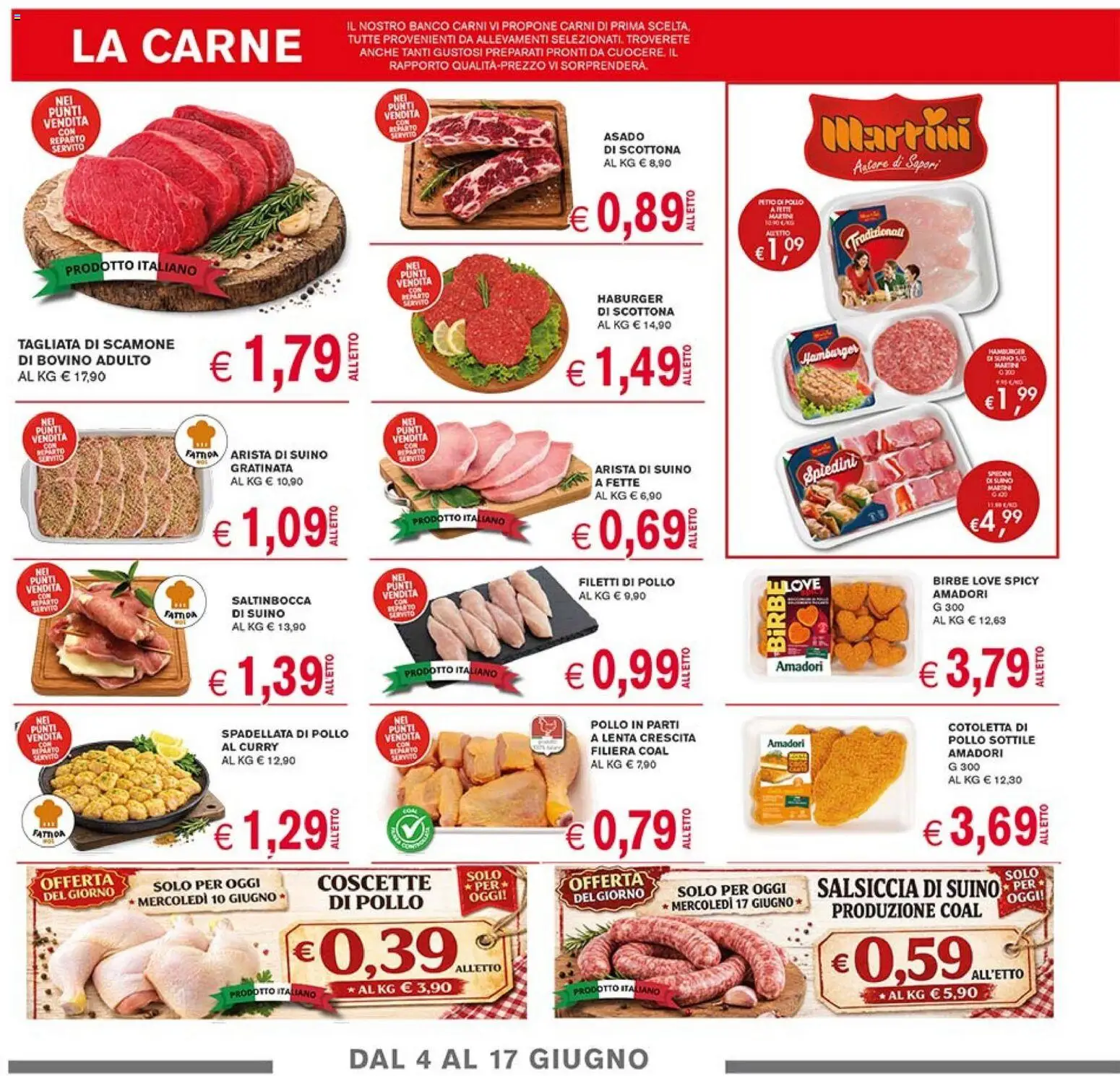 Volantino Coal del 04/06/2026 | Pagina: 4 | Prodotti: Pollo, Suino, Salsiccia, Spiedini