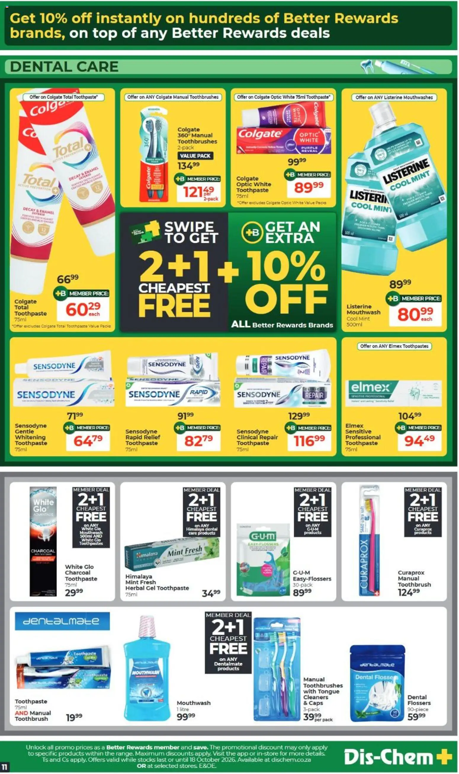 New Dis-Chem catalogue – valid from 15/09/2026 | Page: 11 | Products: Enamel, Toothpaste, Mouthwash, Toothbrush