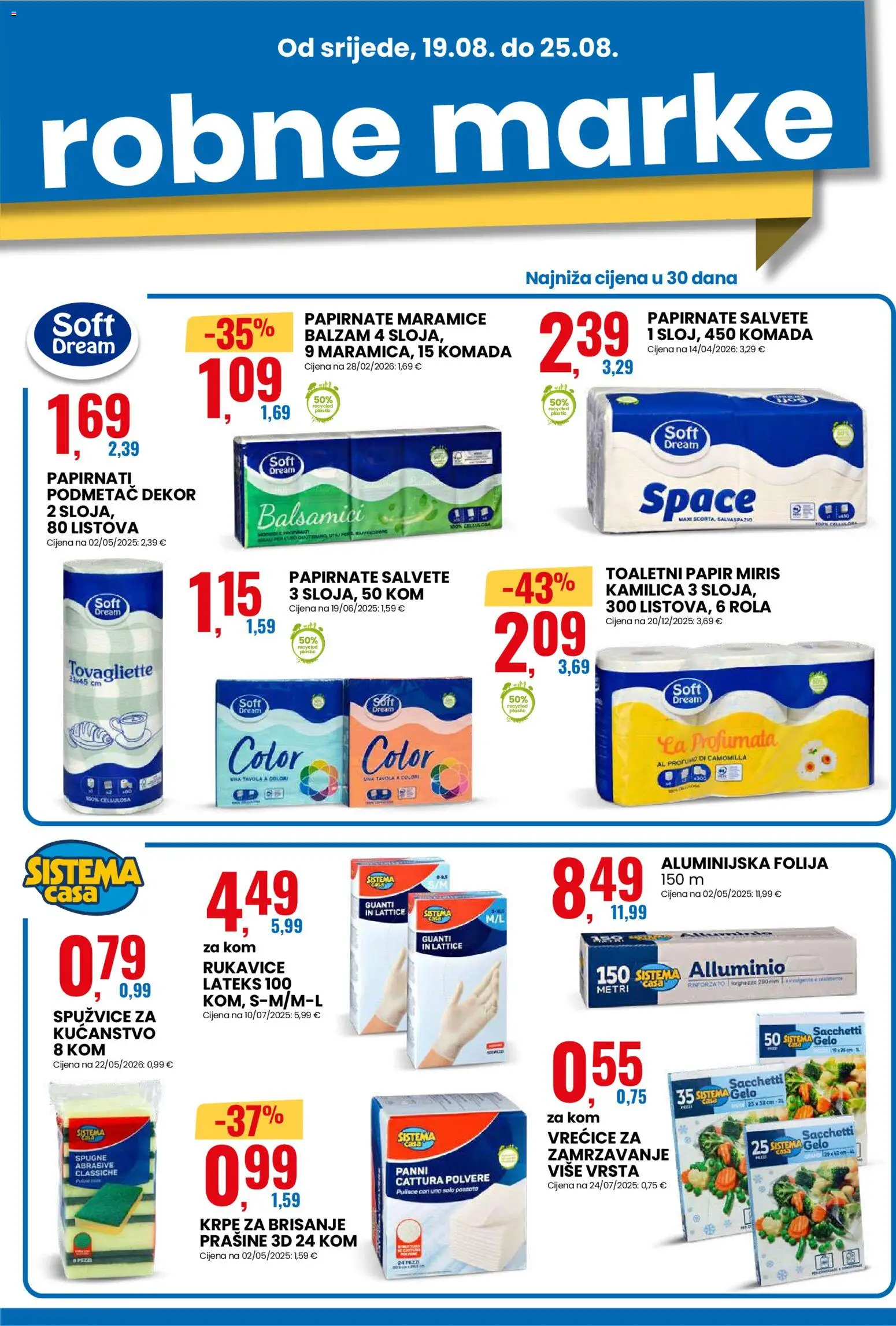 Eurospin katalog | vrijedi od 19.08.2026 | Stranica: 5 | Proizvodi: Folija, Vrećice za zamrzavanje, Rukavice, Aluminijska folija
