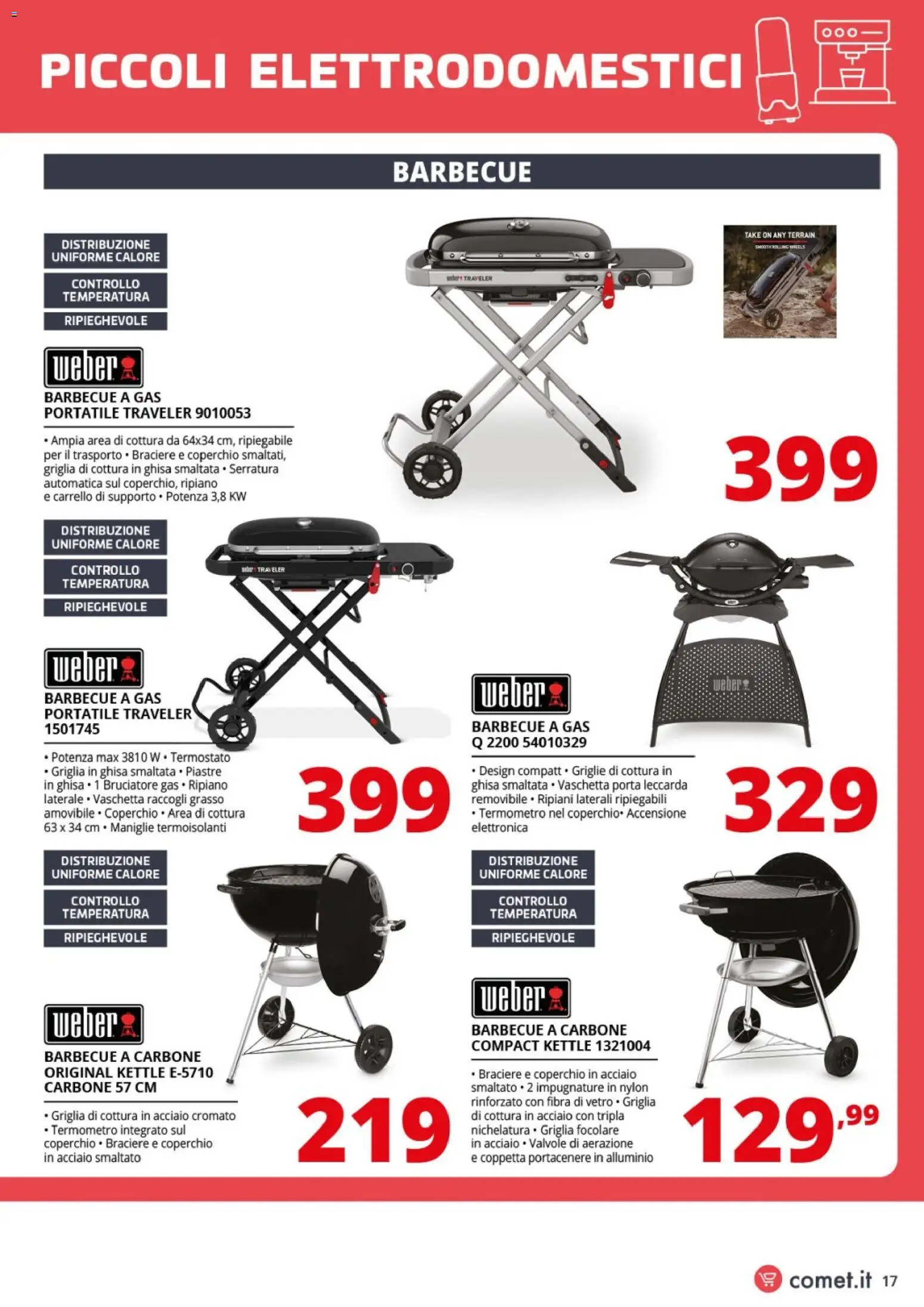 Volantino Comet del 03/07/2026 | Pagina: 17 | Prodotti: Barbecue a gas, Carrello, Alluminio, Griglia