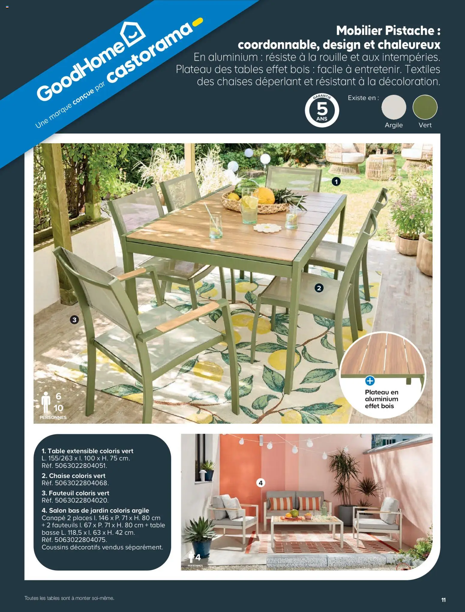 {H1} | Page: 11 | Produits: Plateau, Table extensible, Argile, Canapé