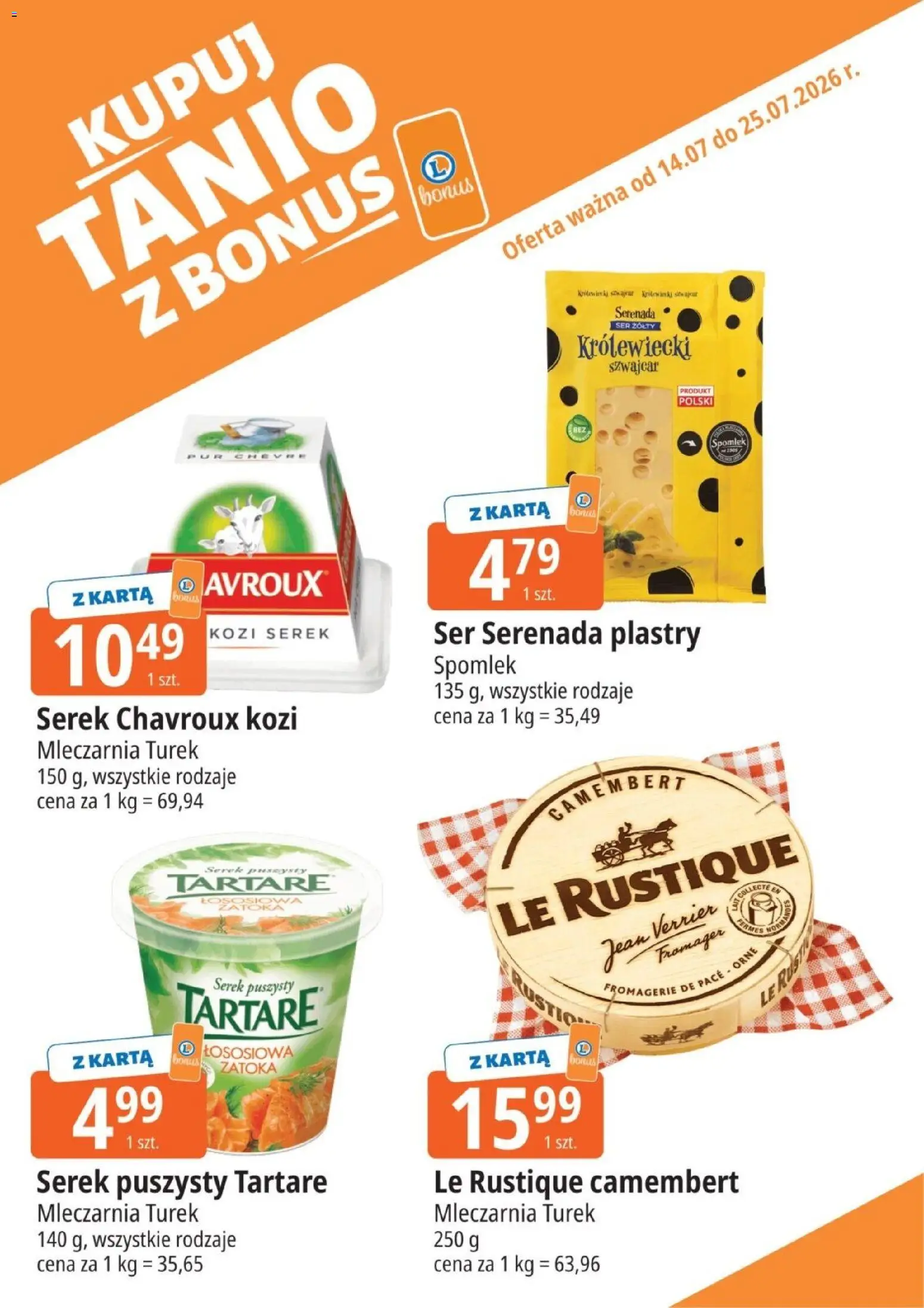 E.Leclerc gazetka - Kupony dodatkowe od 14.07.2026 | Strona: 6 | Produkty: Ser żółty, Karta, Camembert, Ser
