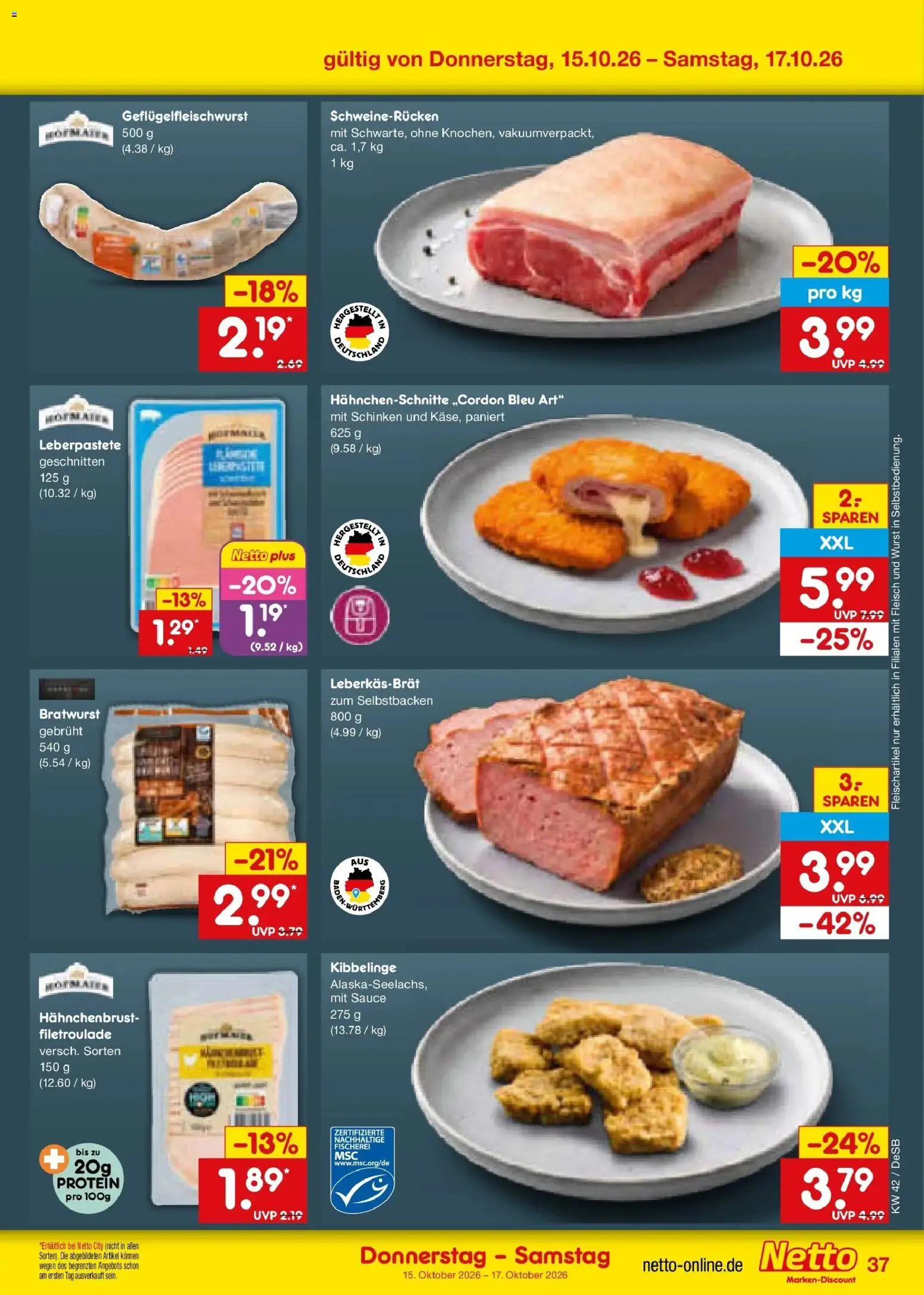 Netto Marken-Discount Prospekt Stuttgart (ab 12.10.2026) » Angebote | Seite: 51 | Produkte: Bratwurst, Schinken, Fleisch, Hahnchenbrust