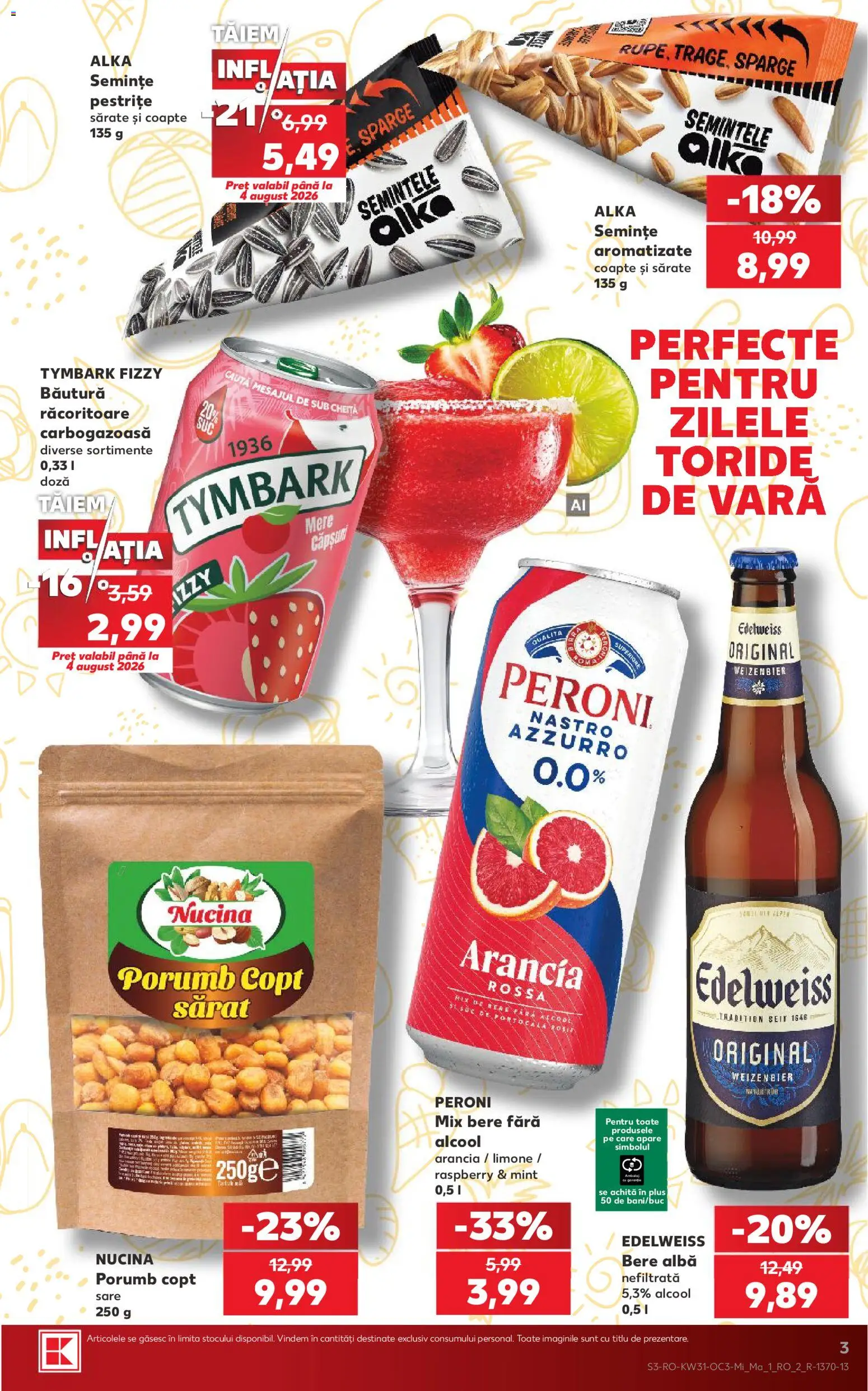 Noul catalog Kaufland – valabil de la 29.07.2026 | Pagină: 3 | Produse: Semințe, Bere, Porumb, Sare