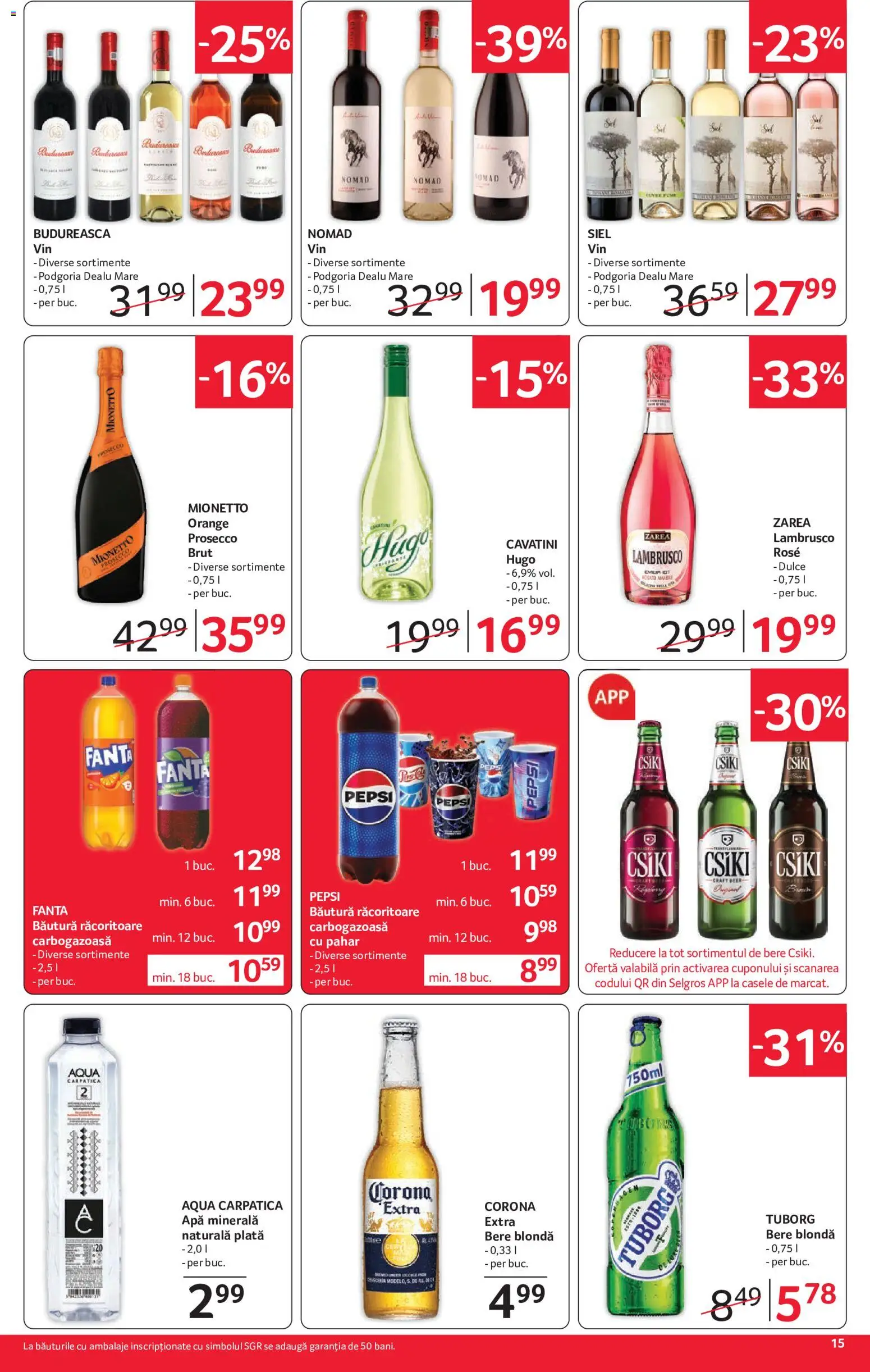 Noul catalog Selgros – valabil de la 29.05.2026 | Pagină: 15 | Produse: Yazı tahtası kalemi, Prosecco, Bere, Apă