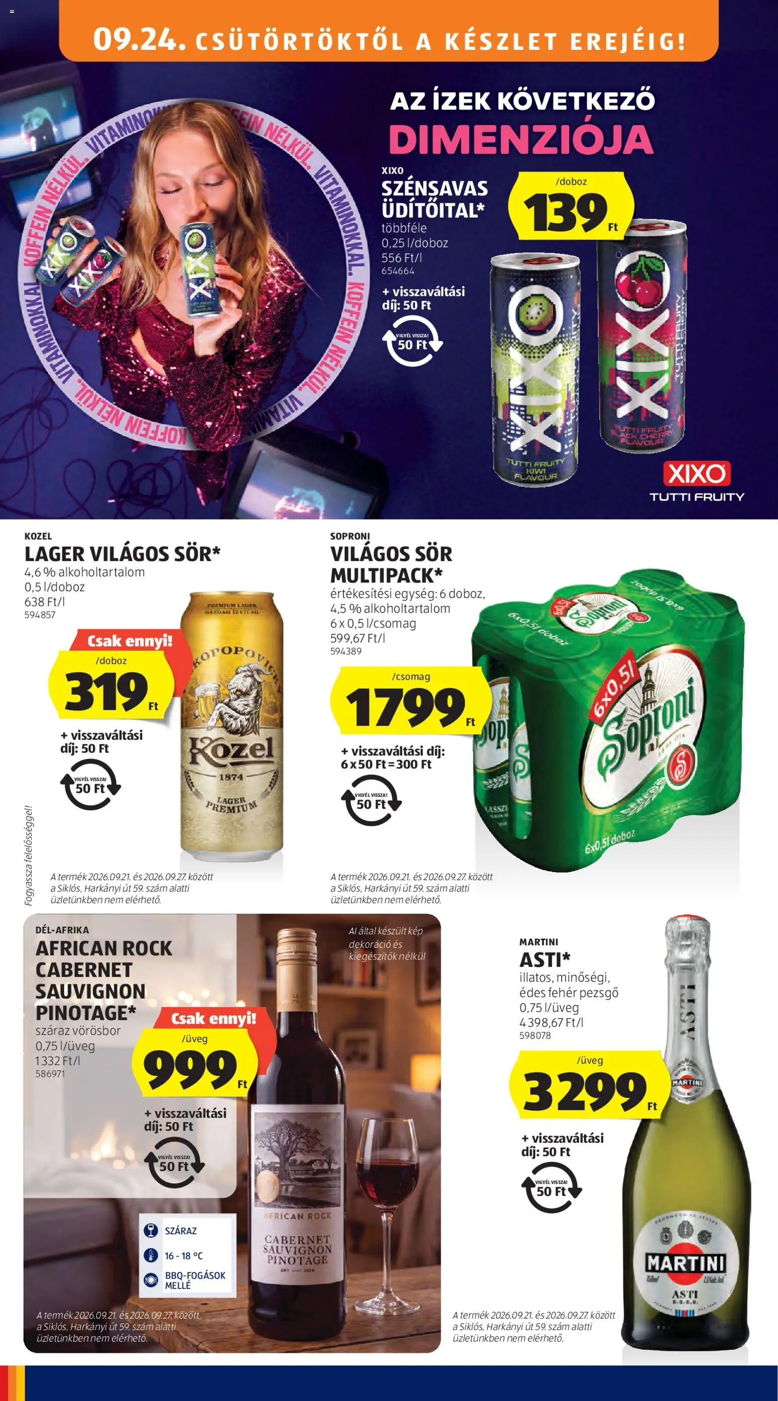 Aldi akciós ujság - amely érvényes a következő dátumtól: 2026.09.24. | Oldal: 18 | Termékek: Soproni, Doboz, Cabernet Sauvignon, Vörösbor