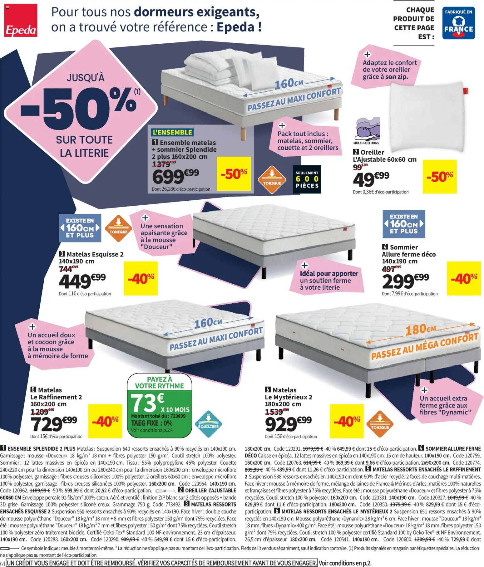 {H1} | Page: 8 | Produits: Tonique, Oreiller, Sommier, Couette