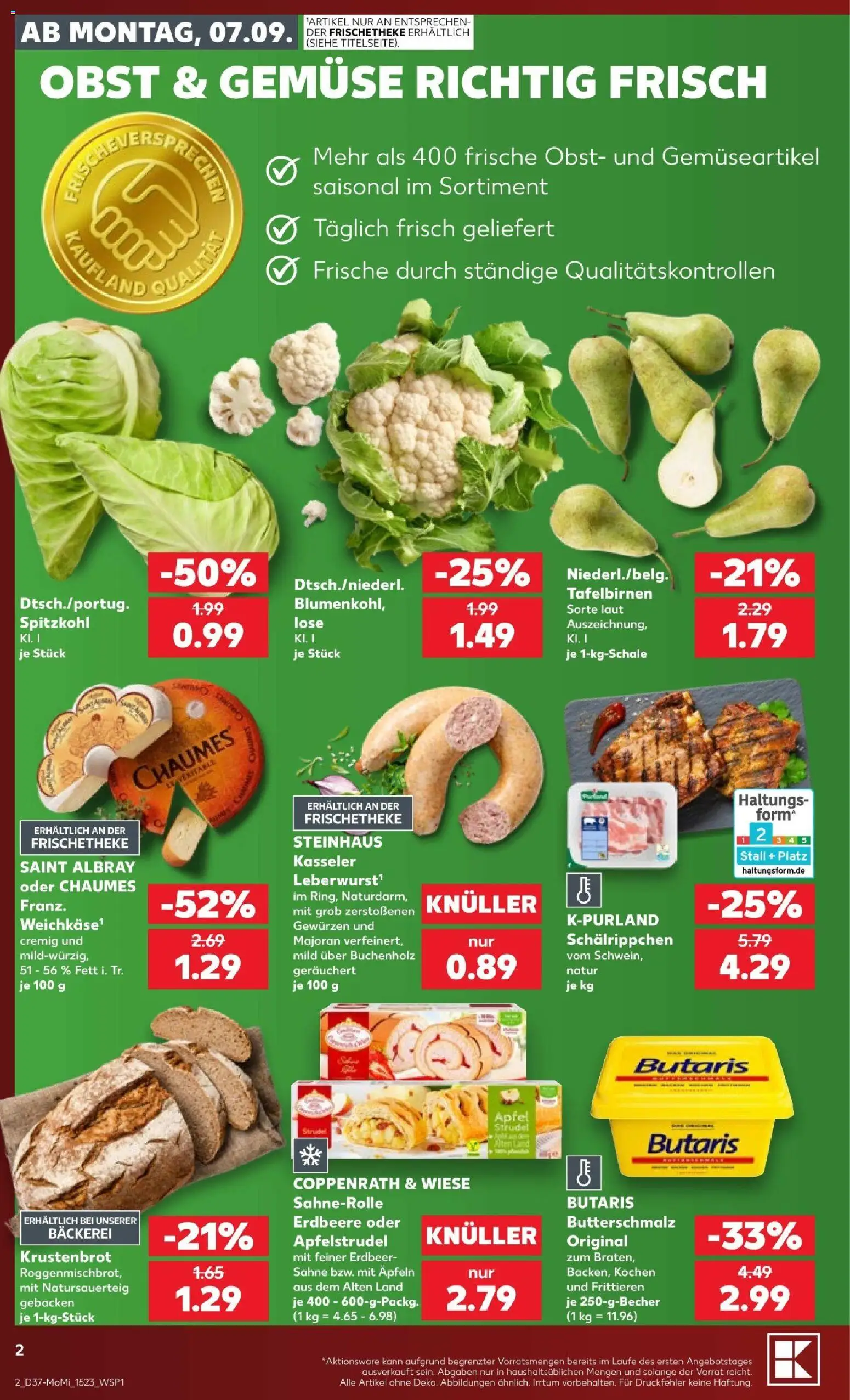 Kaufland Prospekt Zeitz – gültig ab 07.09.2026 | Seite: 2 | Produkte: Butterschmalz, Äpfel, Gemüse, Sahne