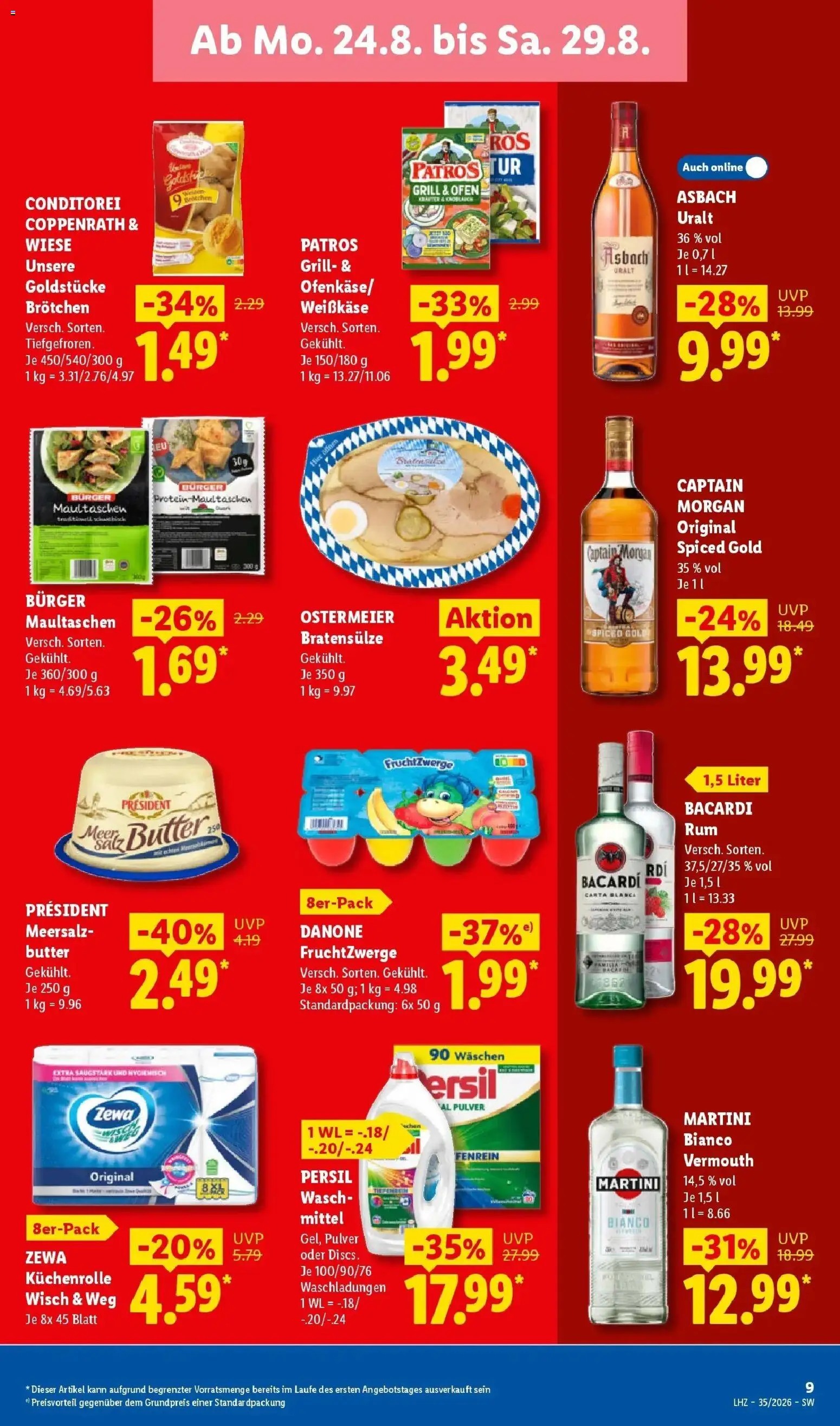 Lidl Prospekt Villingen-schwenningen (ab 24.08.2026) zum Blättern » Angebote | Seite: 21 | Produkte: Ofen, Rum, Zewa, Persil