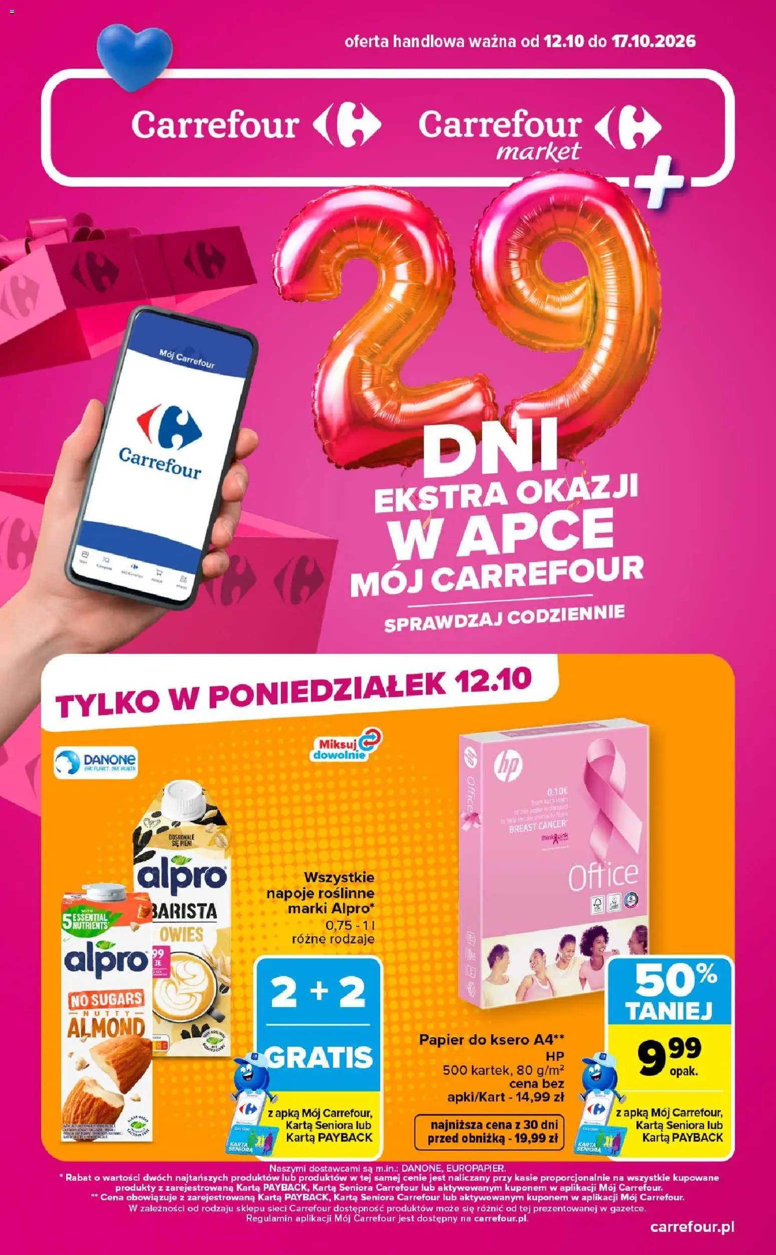 Carrefour gazetka - Market od 12.10.2026 | Strona: 1 | Produkty: Karta, Alpro, Napoje, Napoje roślinne