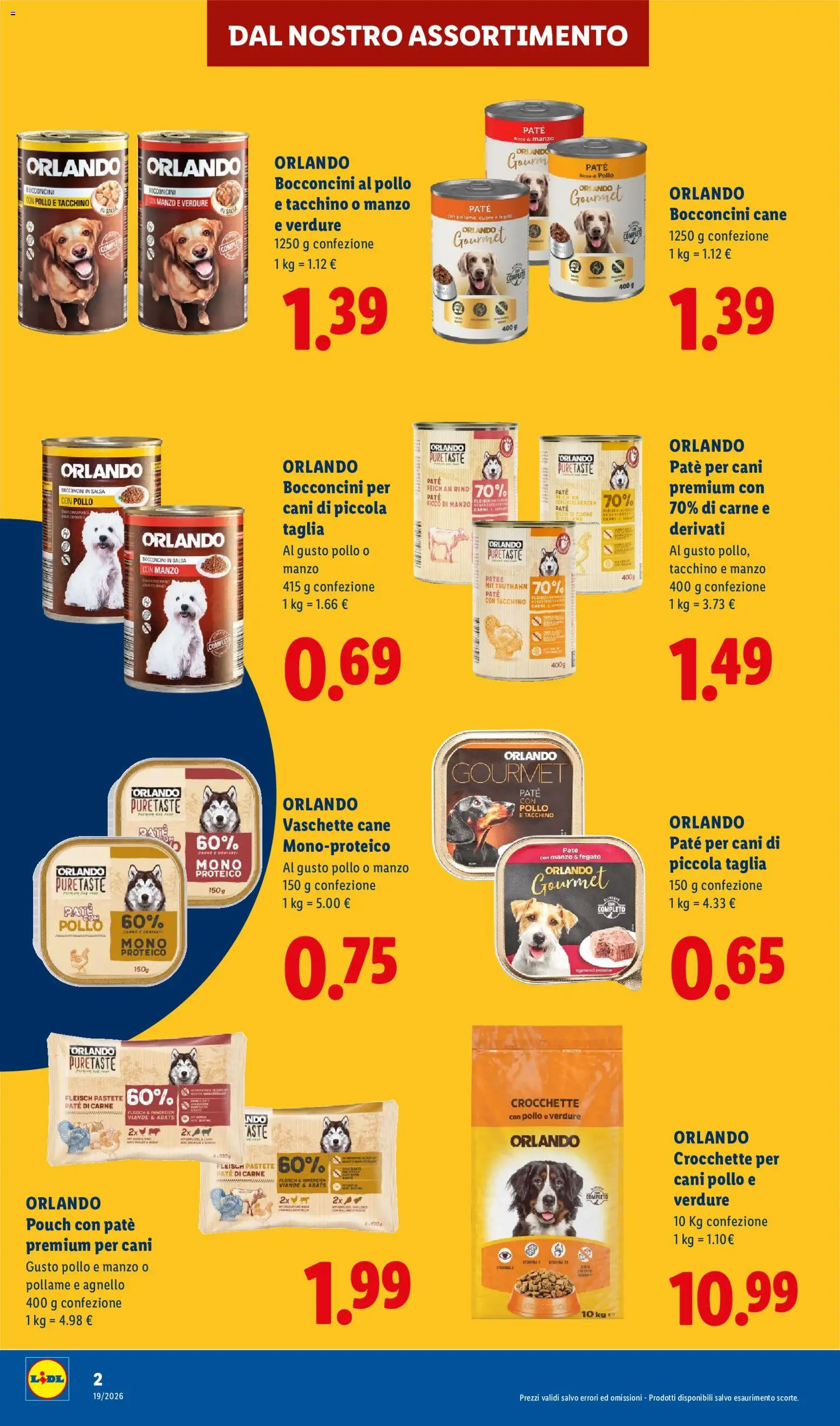 Volantino Lidl del 06/08/2026 | Pagina: 2 | Prodotti: Paté, Pollo, Crocchette, Vaschette